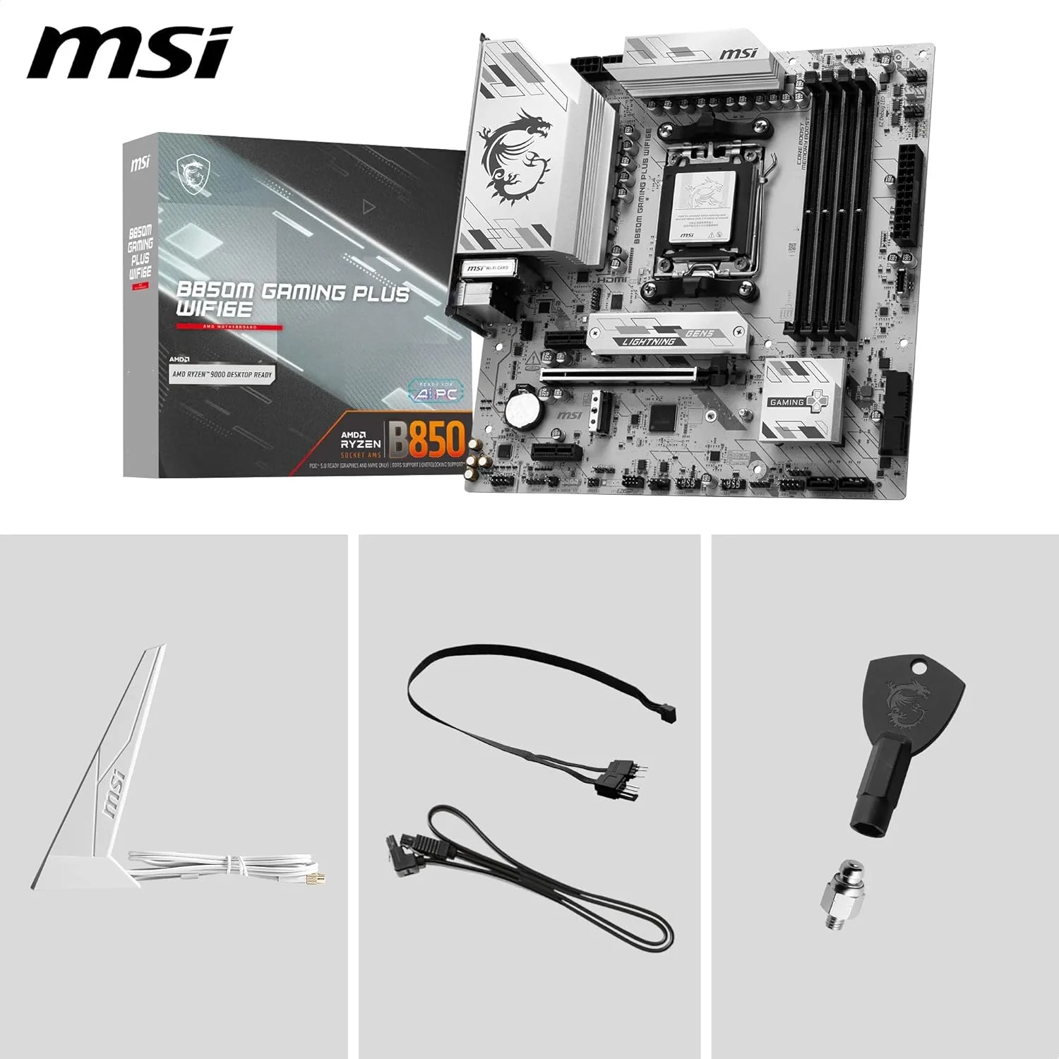 مادربرد MSI B850M GAMING PLUS WIFI6E، mATX - پشتیبانی از پردازنده های AMD Ryzen 9000/8000/7000، سوکت AM5 - تقویت حافظه DDR5 تا 8200+ MT/s (OC)، PCIe 4.0 x16، M.2 Gen5، Wi-Fi 6E، LAN 2.5G مادربرد MSI B850M GAMING PLUS WIFI6E، mATX - پشتیبانی از پردازنده های AMD Ryzen 9000/8000/7000، سوکت AM5 - تقویت حافظه DDR5 تا 8200+ MT/s (OC)، PCIe 4.0 x16، M.2 Gen5، Wi-Fi 6E، LAN 2.5G