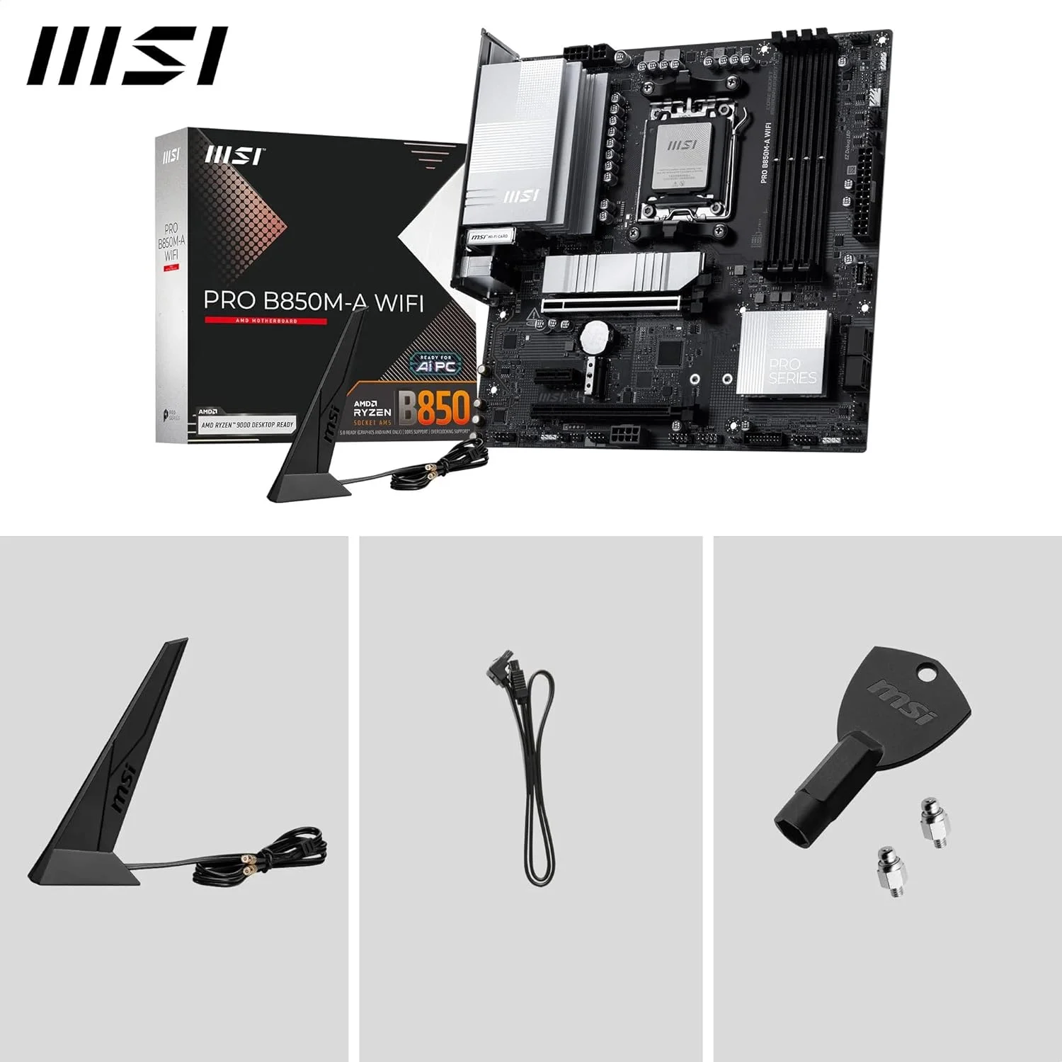 مادربرد MSI PRO B850M-A WiFi، mATX - پشتیبانی از پردازنده های AMD Ryzen 9000/8000 / 7000، AM5 - تقویت حافظه DDR5 (بیش از 8200 MT/s OC)، PCIe 5.0 x16 & 4.0 x4، M.2 Gen5، Wi-Fi 7، 5G LAN مادربرد MSI PRO B850M-A WiFi، mATX - پشتیبانی از پردازنده های AMD Ryzen 9000/8000 / 7000، AM5 - تقویت حافظه DDR5 (بیش از 8200 MT/s OC)، PCIe 5.0 x16 & 4.0 x4، M.2 Gen5، Wi-Fi 7، 5G LAN