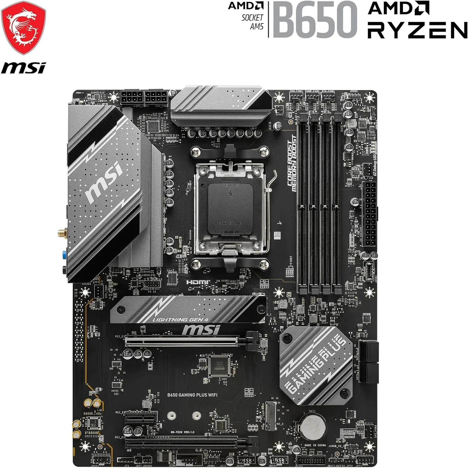 مادربرد MSI B650 GAMING PLUS WIFI AM5 ATX، چیپست AMD B650، 4x DDR5 / حداکثر ظرفیت 192 گیگابایت، 2x PCI-E x16، 2x M.2، Wi-Fi 6E / 2.5G LAN، BT 5.3، USB 3.2 C/A، HDMI/DP - مشکی مادربرد MSI B650 GAMING PLUS WIFI AM5 ATX، چیپست AMD B650، 4x DDR5 / حداکثر ظرفیت 192 گیگابایت، 2x PCI-E x16، 2x M.2، Wi-Fi 6E / 2.5G LAN، BT 5.3، USB 3.2 C/A، HDMI/DP - مشکی