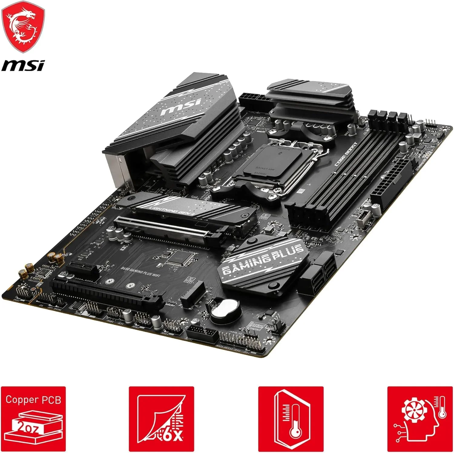 مادربرد MSI B650 GAMING PLUS WIFI AM5 ATX، چیپست AMD B650، 4x DDR5 / حداکثر ظرفیت 192 گیگابایت، 2x PCI-E x16، 2x M.2، Wi-Fi 6E / 2.5G LAN، BT 5.3، USB 3.2 C/A، HDMI/DP - مشکی مادربرد MSI B650 GAMING PLUS WIFI AM5 ATX، چیپست AMD B650، 4x DDR5 / حداکثر ظرفیت 192 گیگابایت، 2x PCI-E x16، 2x M.2، Wi-Fi 6E / 2.5G LAN، BT 5.3، USB 3.2 C/A، HDMI/DP - مشکی