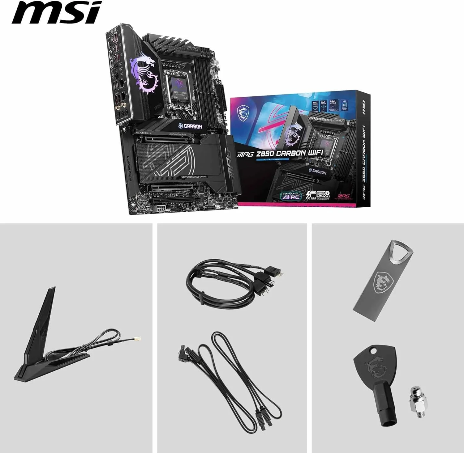 مادربرد MSI MPG Z890 CARBON WIFI سوکت 1851 DDR5 9200MHZ(OC) USB 20Gbps 5xM.2 2xTB4 HDMI DISPLAY 1x5G 1x 2.5 LAN WIFI 7 ATX مادربرد MSI MPG Z890 CARBON WIFI سوکت 1851 DDR5 9200MHZ(OC) USB 20Gbps 5xM.2 2xTB4 HDMI DISPLAY 1x5G 1x 2.5 LAN WIFI 7 ATX
