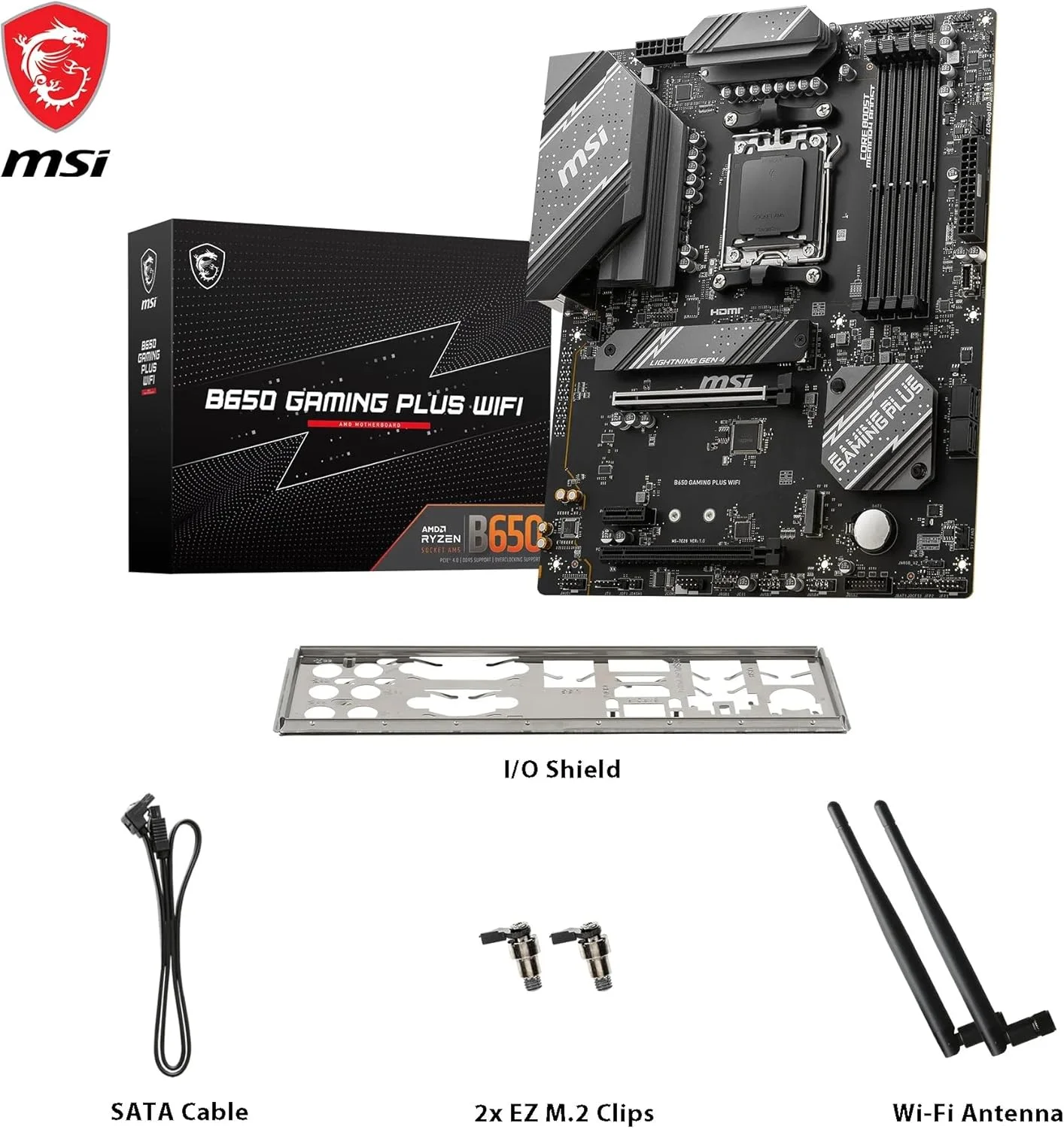 مادربرد MSI B650 GAMING PLUS WIFI AM5 ATX، چیپست AMD B650، 4x DDR5 / حداکثر ظرفیت 192 گیگابایت، 2x PCI-E x16، 2x M.2، Wi-Fi 6E / 2.5G LAN، BT 5.3، USB 3.2 C/A، HDMI/DP - مشکی مادربرد MSI B650 GAMING PLUS WIFI AM5 ATX، چیپست AMD B650، 4x DDR5 / حداکثر ظرفیت 192 گیگابایت، 2x PCI-E x16، 2x M.2، Wi-Fi 6E / 2.5G LAN، BT 5.3، USB 3.2 C/A، HDMI/DP - مشکی