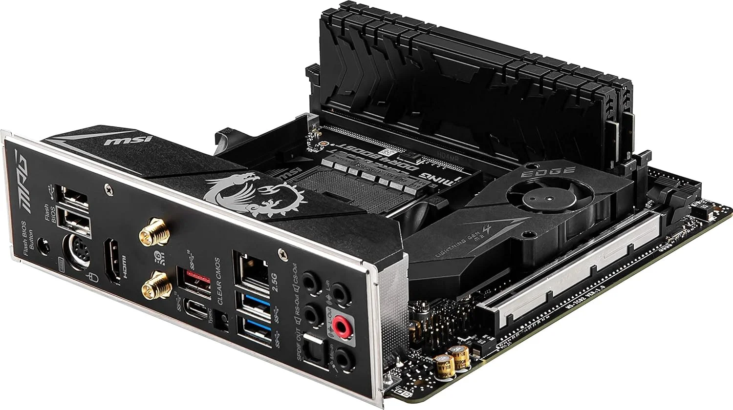 مادربرد گیمینگ MSI MPG B550I GAMING EDGE MAX WIFI (AMD AM4، DDR4، PCIe 4.0، SATA 6Gb/s، Dual M.2، USB 3.2 Gen 2، HDMI، Wi-Fi AX، Mini-ITX، پردازنده های AMD Ryzen سری 5000) مادربرد گیمینگ MSI MPG B550I GAMING EDGE MAX WIFI (AMD AM4، DDR4، PCIe 4.0، SATA 6Gb/s، Dual M.2، USB 3.2 Gen 2، HDMI، Wi-Fi AX، Mini-ITX، پردازنده های AMD Ryzen سری 5000)