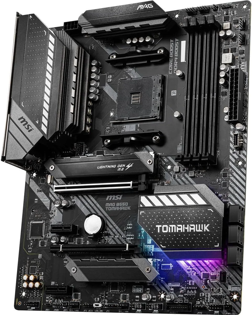 مادربرد گیمینگ MSI MAG B550 TOMAHAWK (AMD AM4, DDR4, PCIe 4.0, SATA 6Gb/s, M.2, USB 3.2 Gen 2, HDMI/DP, ATX، پردازنده های AMD Ryzen سری 5000) مادربرد گیمینگ MSI MAG B550 TOMAHAWK (AMD AM4, DDR4, PCIe 4.0, SATA 6Gb/s, M.2, USB 3.2 Gen 2, HDMI/DP, ATX، پردازنده های AMD Ryzen سری 5000)