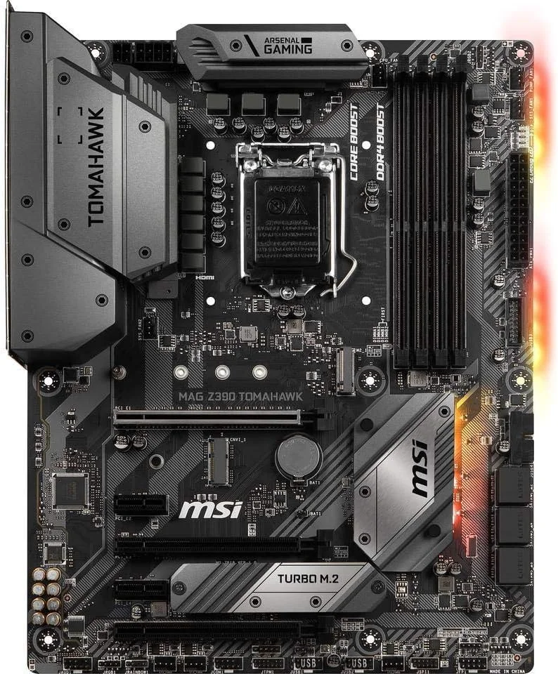 مادربرد گیمینگ MSI MAG Z390 Tomahawk LGA1151 (نسل 8 و 9 اینتل) M.2 USB 3.1 Gen 2 DDR4 HDMI DP CFX Dual Gigabit LAN ATX Z390