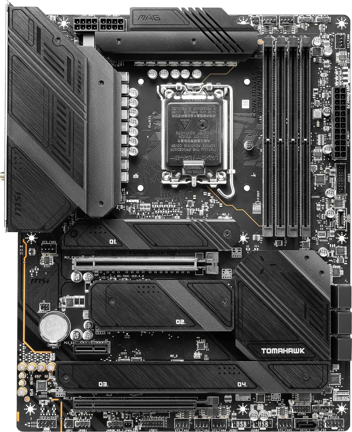 مادربرد گیمینگ MSI MAG Z790 Tomahawk WiFi (پشتیبانی از پردازنده‌های نسل 12 و 13 اینتل، LGA 1700، DDR5، PCIe 5.0، M.2، LAN 2.5Gbps، USB 3.2 Gen2، Wi-Fi 6E، ATX)