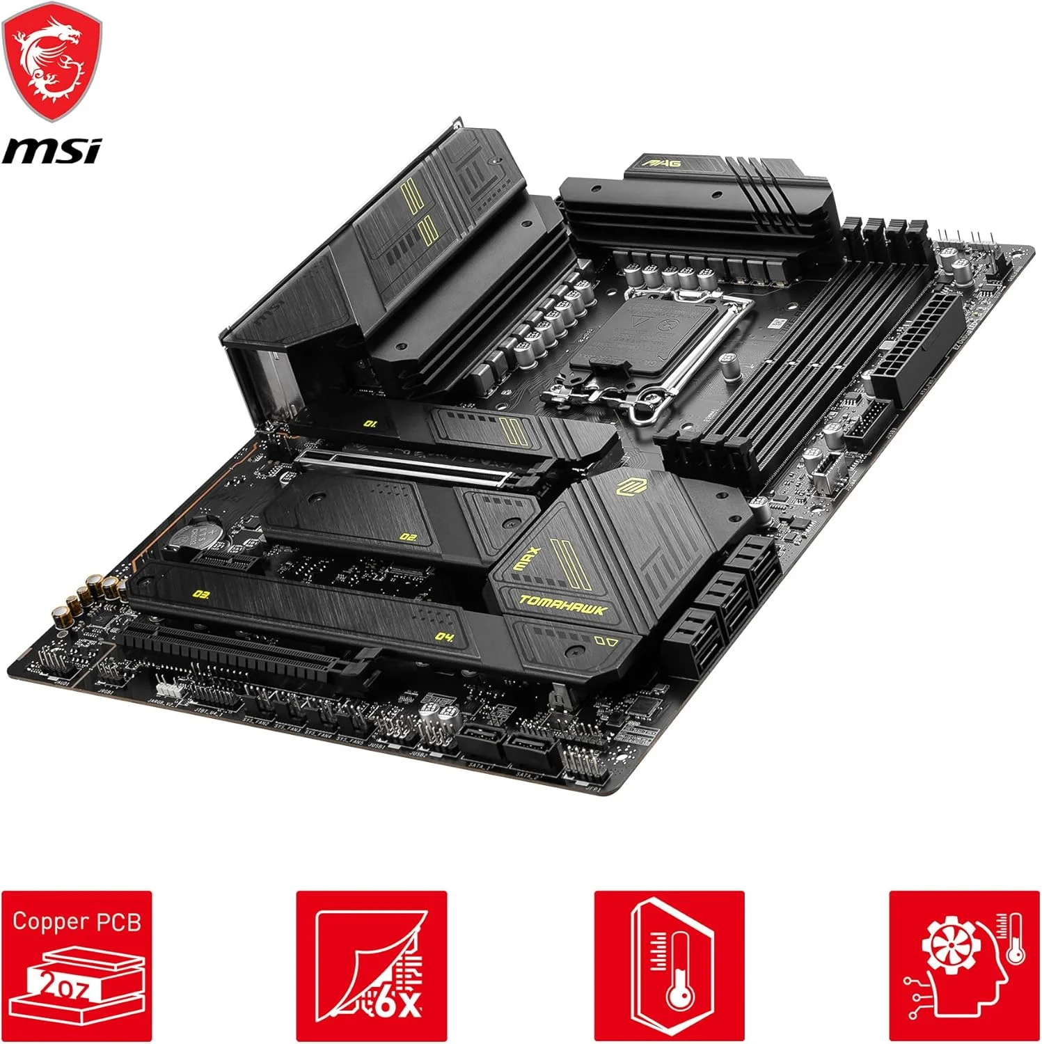 مادربرد گیمینگ MSI MAG Z790 Tomahawk MAX WiFi (پشتیبانی از پردازنده‌های نسل 12/13/14 اینتل، LGA 1700، DDR5، PCIe 5.0، M.2، SATA 6G، LAN 2.5Gbps، USB 3.2 Gen2، Wi-Fi 7، بلوتوث 5.4، ATX)