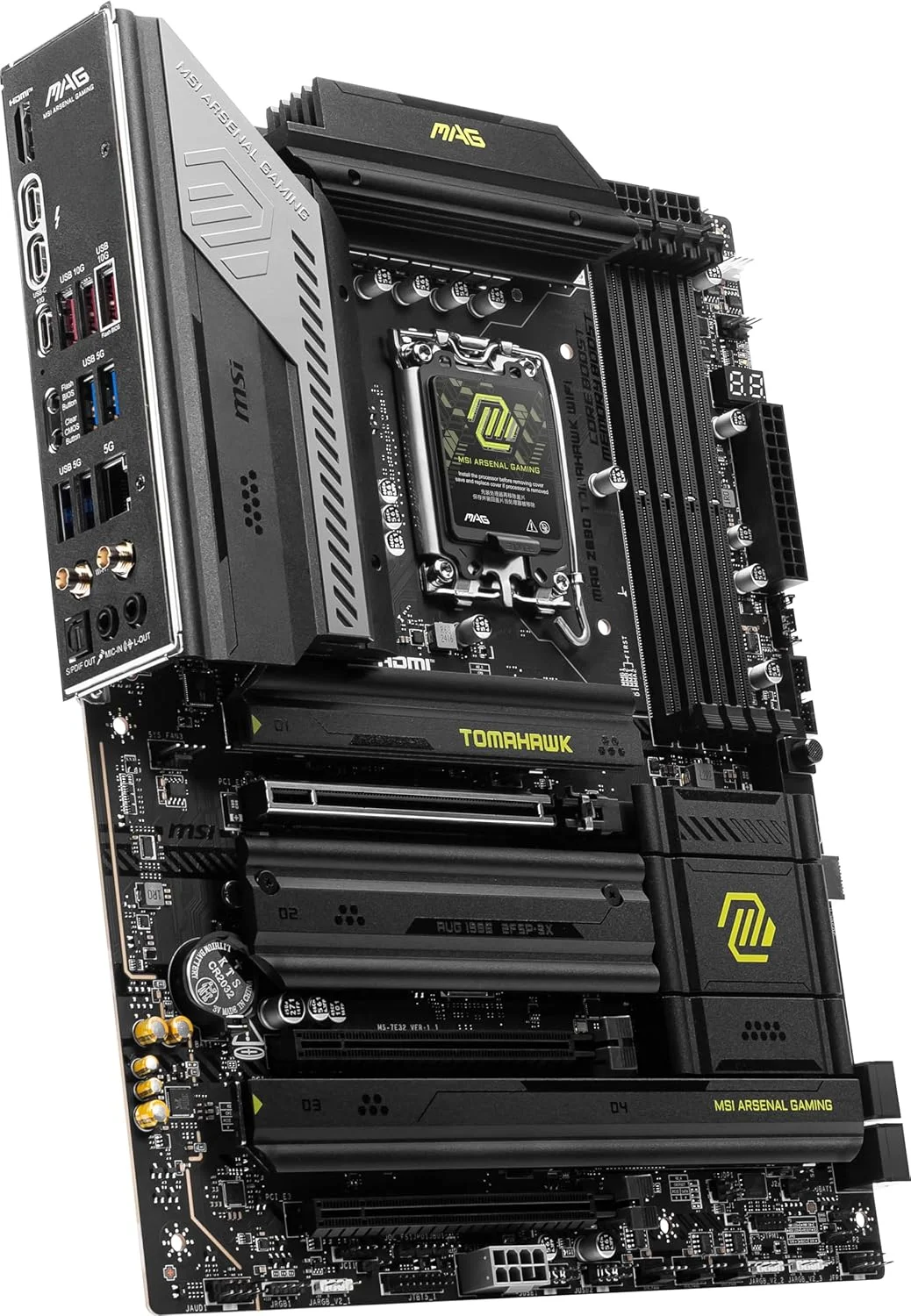 مادربرد گیمینگ MSI MAG Z890 Tomahawk WiFi (پشتیبانی از پردازنده های Intel Core Ultra Series 2، LGA 1851، DDR5، PCIe 5.0، M.2، SATA، LAN 5Gbps، USB Type-C، Wi-Fi 7، بلوتوث 5.4، Thunderbolt 4، ATX)