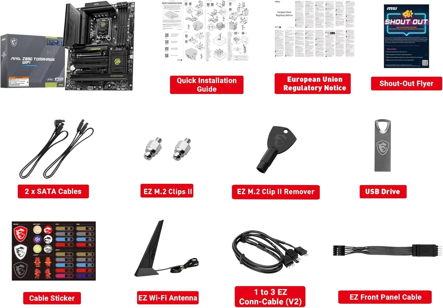 مادربرد گیمینگ MSI MAG Z890 Tomahawk WiFi (پشتیبانی از پردازنده های Intel Core Ultra Series 2، LGA 1851، DDR5، PCIe 5.0، M.2، SATA، LAN 5Gbps، USB Type-C، Wi-Fi 7، بلوتوث 5.4، Thunderbolt 4، ATX)