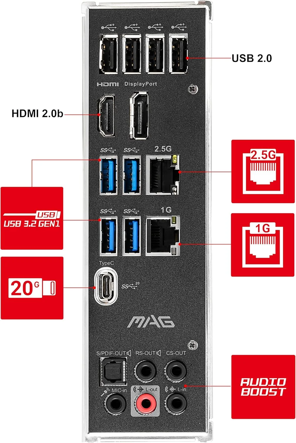 مادربرد گیمینگ MSI MAG B560 TORPEDO ATX، پشتیبانی از پردازندههای نسل 11 اینتل Core، LGA 1200، Mystic Light، DDR4 Boost (5066MHz/OC)، 2 x PCIe 4.0/3.0 x16، 3 x M.2 Gen4/3، 2.5G + 1G LAN مادربرد گیمینگ MSI MAG B560 TORPEDO ATX، پشتیبانی از پردازندههای نسل 11 اینتل Core، LGA 1200، Mystic Light، DDR4 Boost (5066MHz/OC)، 2 x PCIe 4.0/3.0 x16، 3 x M.2 Gen4/3، 2.5G + 1G LAN
