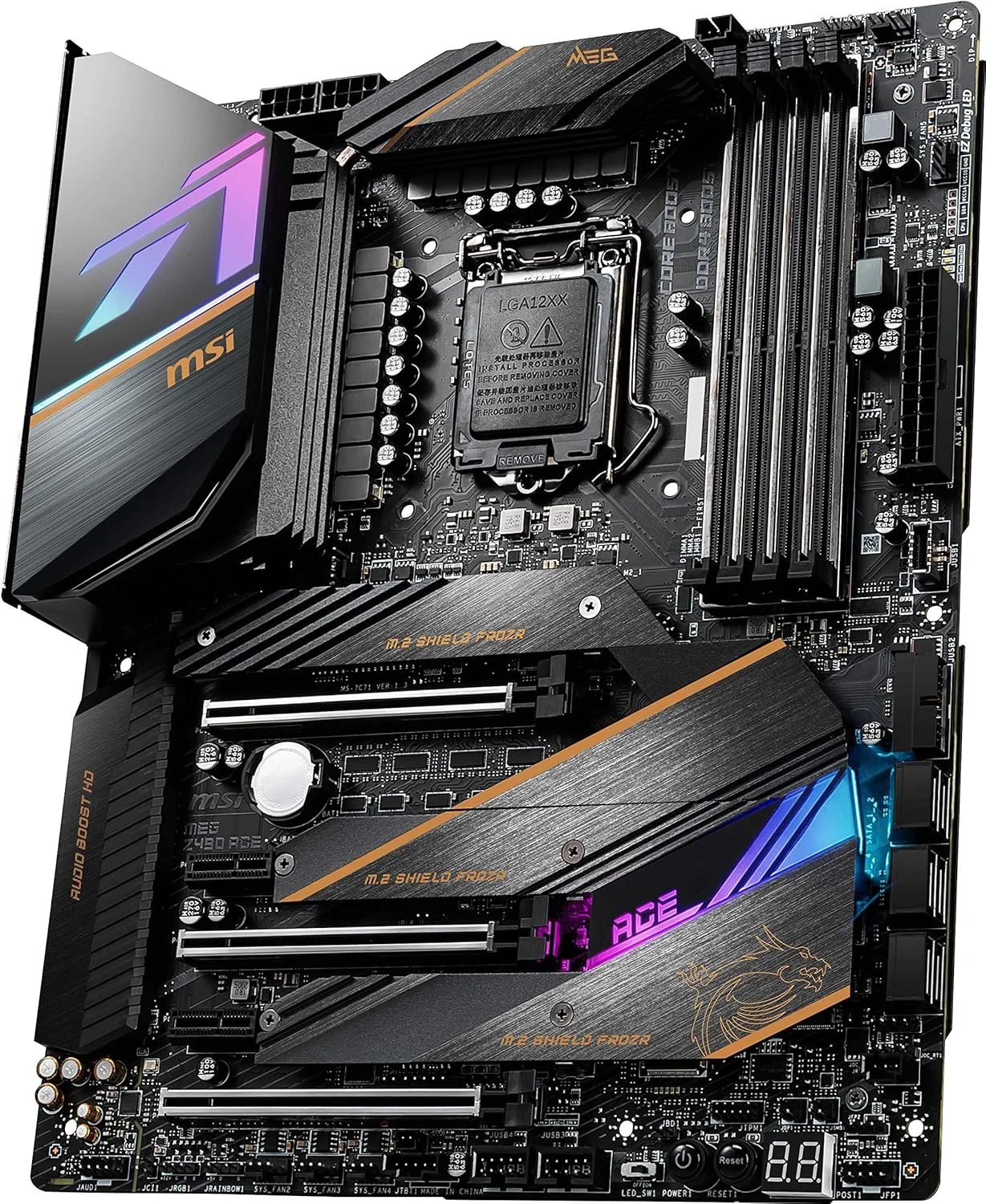 مادربرد گیمینگ MSI MEG Z490 ACE (ATX، نسل دهم پردازنده Intel Core، سوکت LGA 1200، SLI/CF، سه اسلات M.2، USB 3.2 Gen 2، Wi-Fi 6، Mystic Light RGB)