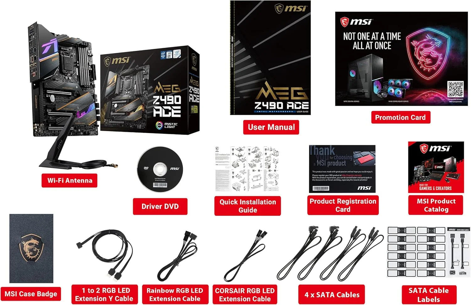 مادربرد گیمینگ MSI MEG Z490 ACE (ATX، نسل دهم پردازنده Intel Core، سوکت LGA 1200، SLI/CF، سه اسلات M.2، USB 3.2 Gen 2، Wi-Fi 6، Mystic Light RGB)