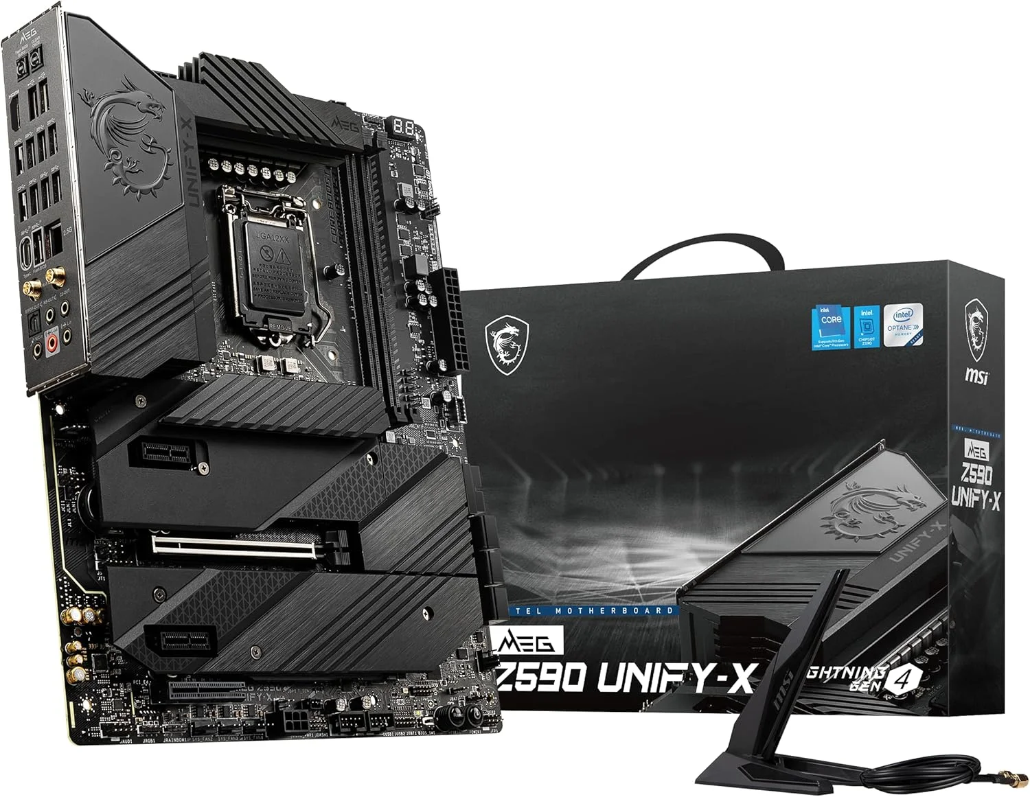 مادربرد گیمینگ MSI MEG Z590 UNIFY-X (ATX، نسل 11/10 پردازنده های Intel Core، سوکت LGA 1200، DDR4، PCIe 4، CFX، اسلات های M.2، Wi-Fi 6E)