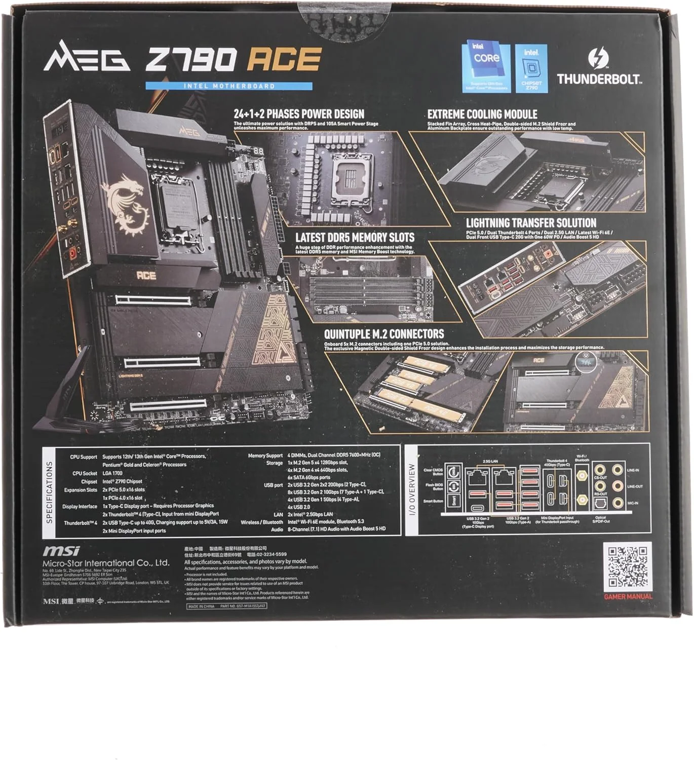 مادربرد MSI MEG Z790 ACE E-ATX - پشتیبانی از پردازنده های نسل 12/13 اینتل، LGA 1700، DDR5 Boost (7800+MHz/OC)، 2x PCIe 5.0 x16، 1x PCIe 4.0 x16، 1 x M.2 Gen5، 4 x M.2 Gen4، LAN 2.5Gbps، Wi-Fi 6E مادربرد MSI MEG Z790 ACE E-ATX - پشتیبانی از پردازنده های نسل 12/13 اینتل، LGA 1700، DDR5 Boost (7800+MHz/OC)، 2x PCIe 5.0 x16، 1x PCIe 4.0 x16، 1 x M.2 Gen5، 4 x M.2 Gen4، LAN 2.5Gbps، Wi-Fi 6E