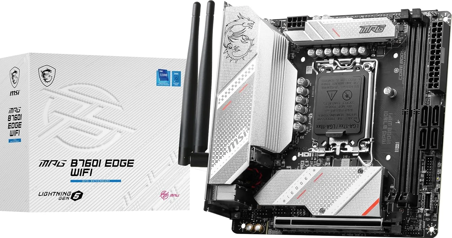 مادربرد گیمینگ MSI MPG B760I Edge WiFi (پشتیبانی از پردازنده‌های نسل 12/13/14 اینتل، LGA 1700، DDR5، PCIe 5.0، M.2، LAN 2.5Gbps، USB 3.2 Gen2، HDMI/DP، Wi-Fi 6E، بلوتوث 5.3، Mini-ITX)