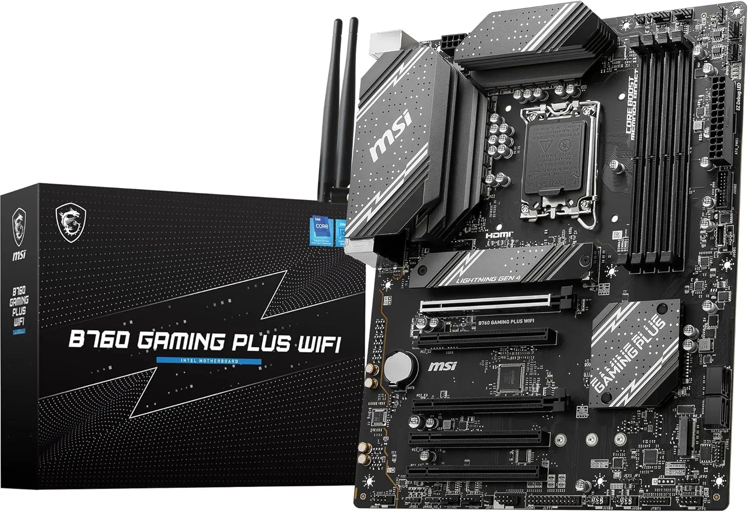 مادربرد گیمینگ MSI B760 Gaming Plus WiFi ATX، پشتیبانی از پردازندههای نسل 12/13/14 اینتل، LGA 1700، DDR5، PCIe 4.0، M.2، LAN 2.5 گیگابیتی، USB 3.2 Gen2، HDMI/DP، Wi-Fi 6E، بلوتوث 5.3 مادربرد گیمینگ MSI B760 Gaming Plus WiFi ATX، پشتیبانی از پردازندههای نسل 12/13/14 اینتل، LGA 1700، DDR5، PCIe 4.0، M.2، LAN 2.5 گیگابیتی، USB 3.2 Gen2، HDMI/DP، Wi-Fi 6E، بلوتوث 5.3