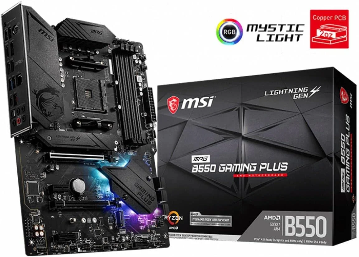 مادربرد گیمینگ MSI MPG B550 Gaming Plus AMD AM4 DDR4 PCIe 4.0, SATA 6Gb/s M.2 USB 3.2 Gen 2 HDMI/DP ATX 7C56-003R مادربرد گیمینگ MSI MPG B550 Gaming Plus AMD AM4 DDR4 PCIe 4.0, SATA 6Gb/s M.2 USB 3.2 Gen 2 HDMI/DP ATX 7C56-003R
