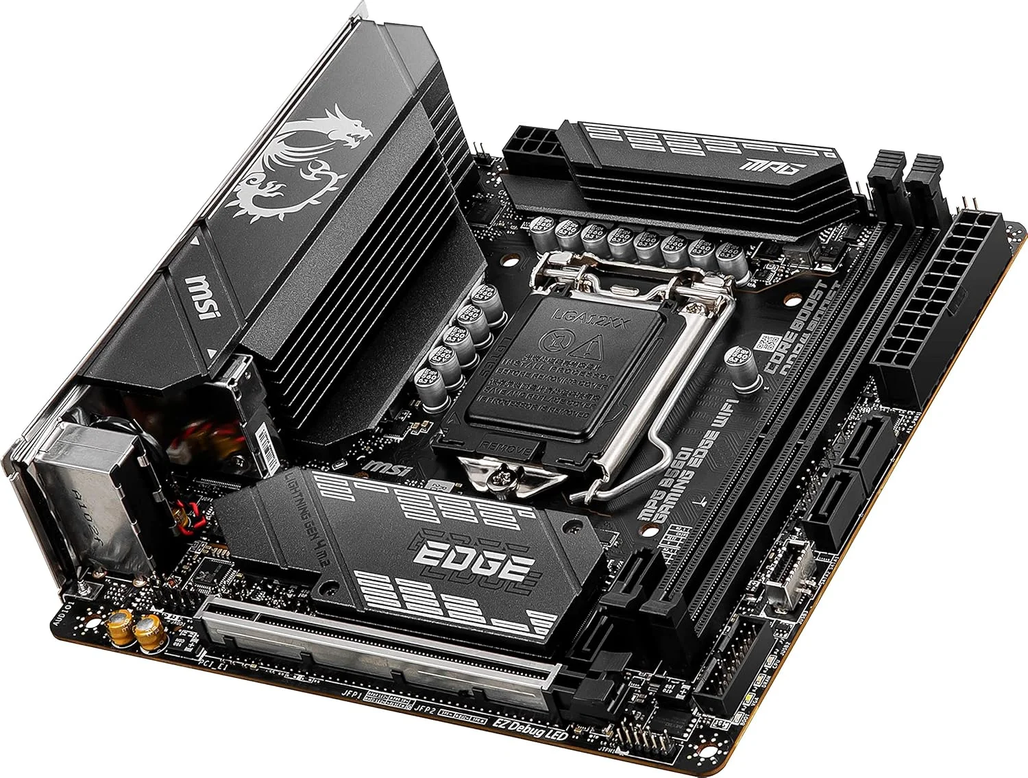 مادربرد گیمینگ MSI MPG B560I Gaming Edge WiFi (m-ITX، نسل 11/10 پردازنده Intel Core، سوکت LGA 1200، DDR4، CFX، اسلات های M.2، USB 3.2 Gen 2، LAN 2.5G، DP/HDMI، Wi-Fi 6E)