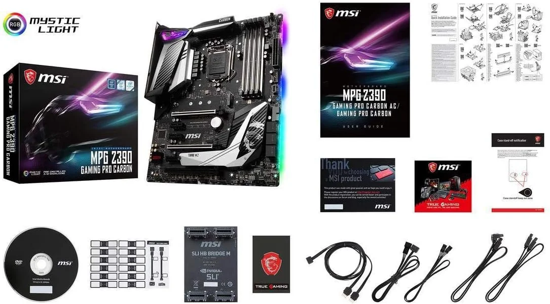 مادربرد گیمینگ MSI MPG Z390 Gaming PRO Carbon LGA1151 (نسل 8 و 9 اینتل) M.2 USB 3.1 Gen 2 DDR4 HDMI DP SLI CFX ATX Z390
