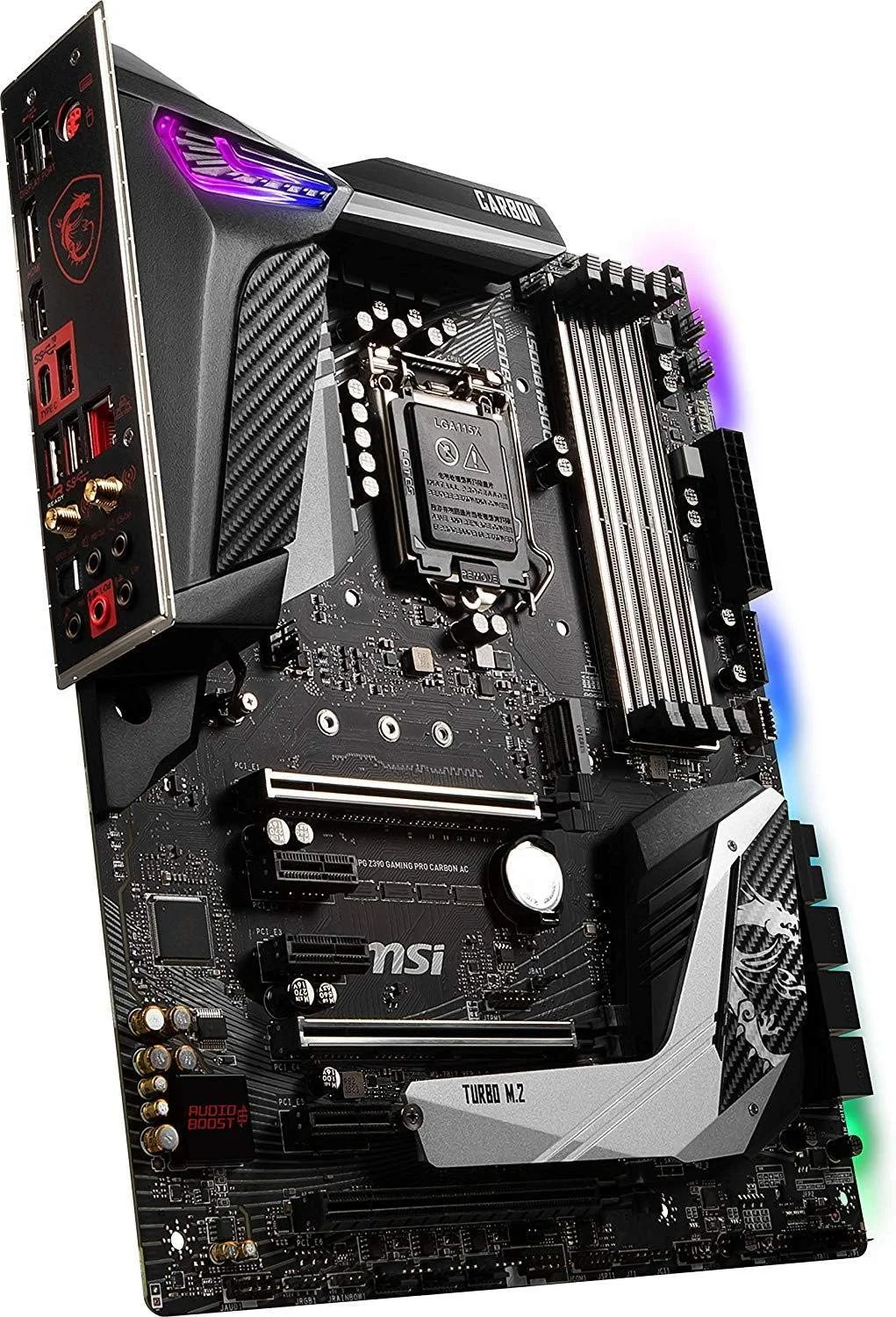 مادربرد گیمینگ MSI MPG Z390 Gaming PRO Carbon AC LGA1151 (نسل 8 و 9 اینتل) M.2 USB 3.1 Gen 2 DDR4 HDMI DP Wi-Fi SLI CFX ATX Z390 مادربرد گیمینگ MSI MPG Z390 Gaming PRO Carbon AC LGA1151 (نسل 8 و 9 اینتل) M.2 USB 3.1 Gen 2 DDR4 HDMI DP Wi-Fi SLI CFX ATX Z390