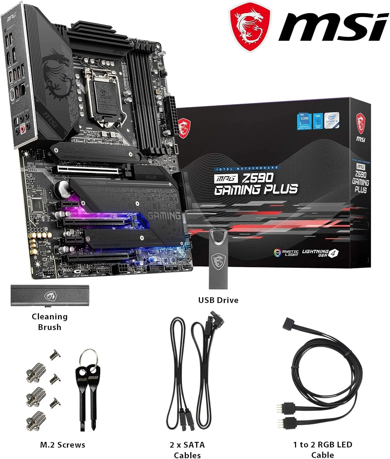 مادربرد گیمینگ MSI MPG Z590 Gaming Plus (ATX، نسل 11/10 پردازنده های Intel Core، سوکت LGA 1200، DDR4، PCIe 4، CFX، اسلات های M.2، USB 3.2 Gen 2، DP/HDMI، Mystic Light RGB) مادربرد گیمینگ MSI MPG Z590 Gaming Plus (ATX، نسل 11/10 پردازنده های Intel Core، سوکت LGA 1200، DDR4، PCIe 4، CFX، اسلات های M.2، USB 3.2 Gen 2، DP/HDMI، Mystic Light RGB)