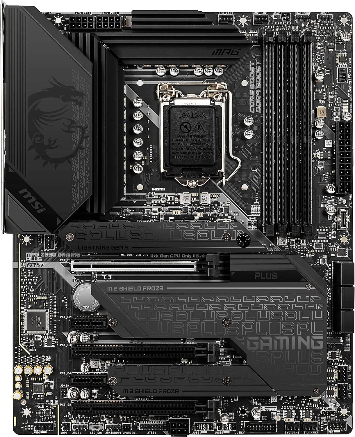 مادربرد گیمینگ MSI MPG Z590 Gaming Plus (ATX، نسل 11/10 پردازنده های Intel Core، سوکت LGA 1200، DDR4، PCIe 4، CFX، اسلات های M.2، USB 3.2 Gen 2، DP/HDMI، Mystic Light RGB) مادربرد گیمینگ MSI MPG Z590 Gaming Plus (ATX، نسل 11/10 پردازنده های Intel Core، سوکت LGA 1200، DDR4، PCIe 4، CFX، اسلات های M.2، USB 3.2 Gen 2، DP/HDMI، Mystic Light RGB)