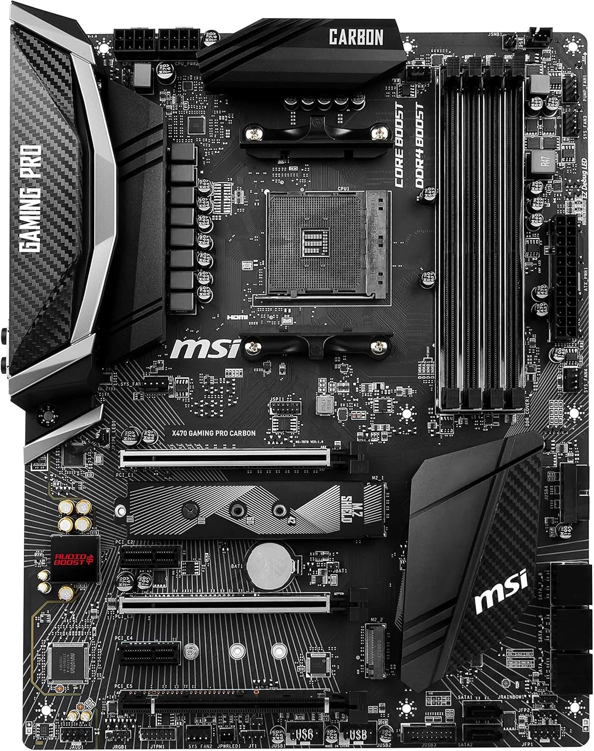 مادربرد گیمینگ MSI Performance AMD X470 Ryzen 2 AM4 DDR4 با گرافیک آنبورد SLI ATX (X470 Gaming PRO Carbon)