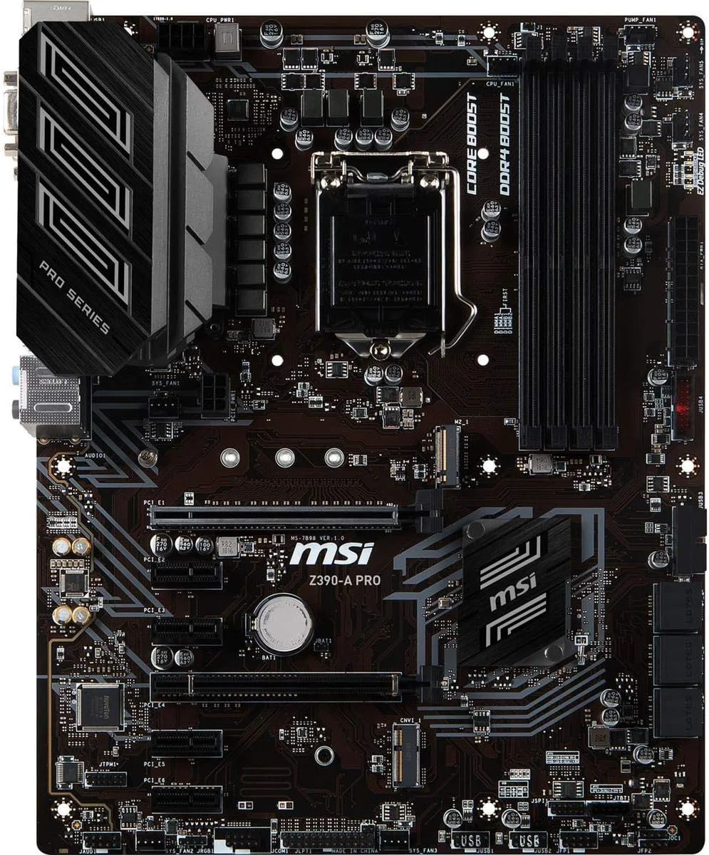 مادربرد گیمینگ MSI Z390-A PRO LGA1151 (پشتیبانی از نسل 8 و 9 اینتل) M.2 USB 3.1 Gen 2 DDR4 HDMI DP CFX Dual Gigabit LAN ATX Z390