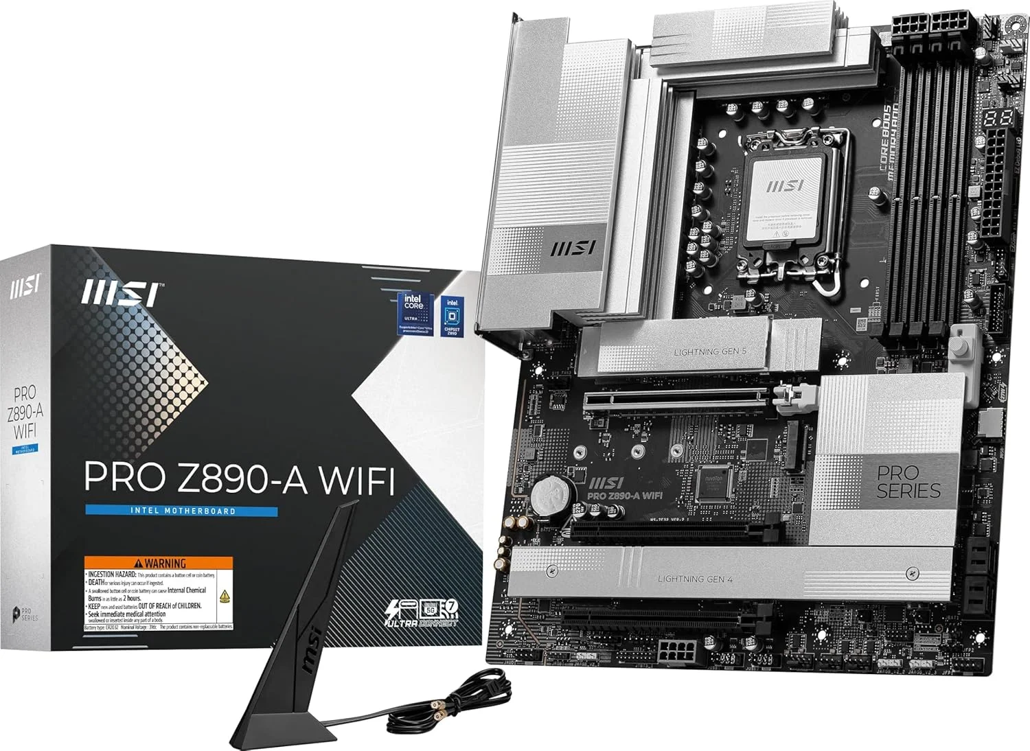 مادربرد MSI PRO Z890-A WiFi ProSeries (پشتیبانی از پردازنده‌های نسل 2 Intel Core Ultra، LGA 1851، DDR5، PCIe 5.0، M.2، SATA، LAN 5Gbps، USB Type-C، Wi-Fi 7، بلوتوث 5.4، Thunderbolt 4، ATX)