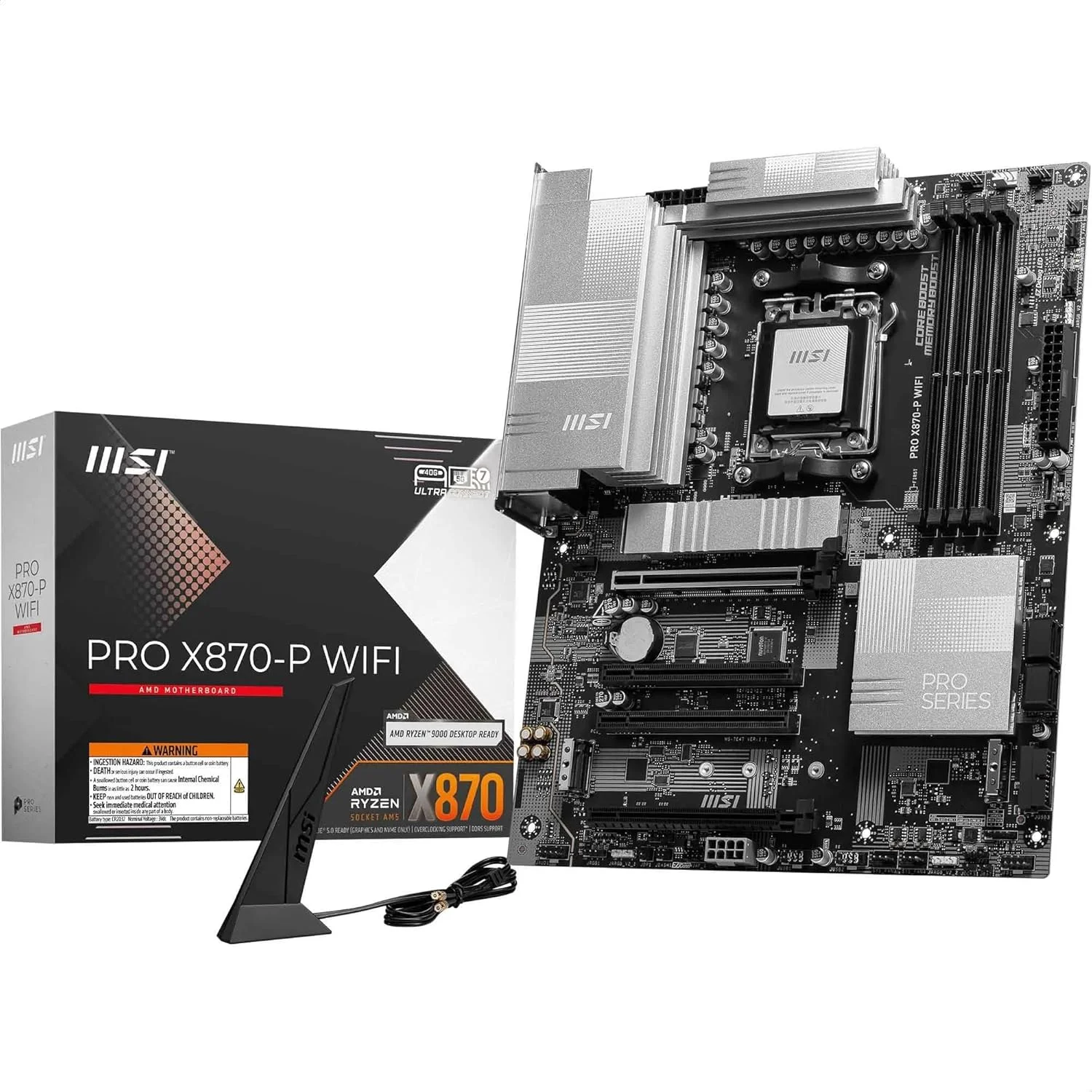 مادربرد MSI PRO X870-P WiFi، ATX - پشتیبانی از پردازنده‌های AMD Ryzen 9000/8000/7000، AM5-60A SPS VR M، تقویت حافظه DDR5 (بیش از 8200 MT/s OC)، PCIe 5.0 x16 و 4.0 x16، M.2 Gen5، Wi-Fi 7، 5G LAN