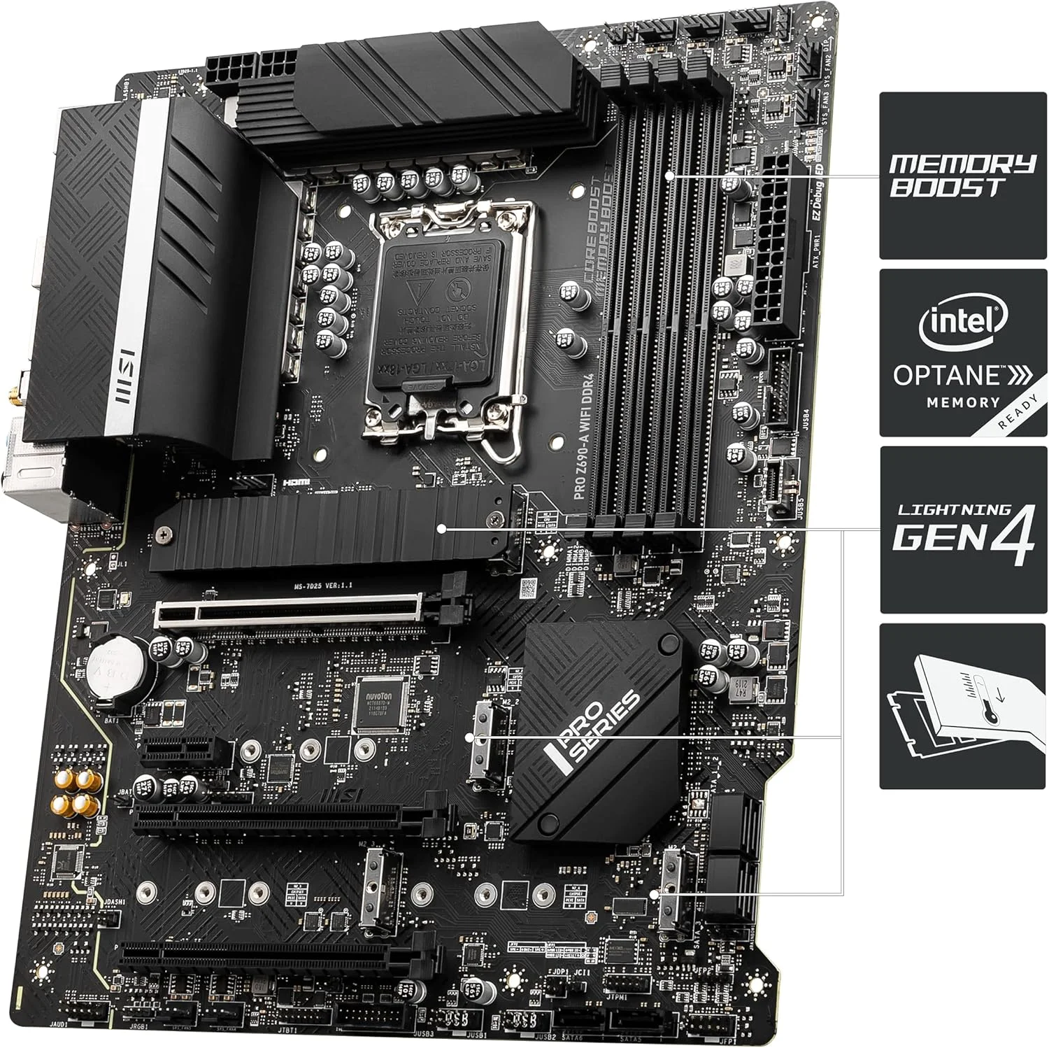مادربرد MSI PRO Z690-A WiFi LGA 1700 با سوکت DDR4 ATX، مشکی