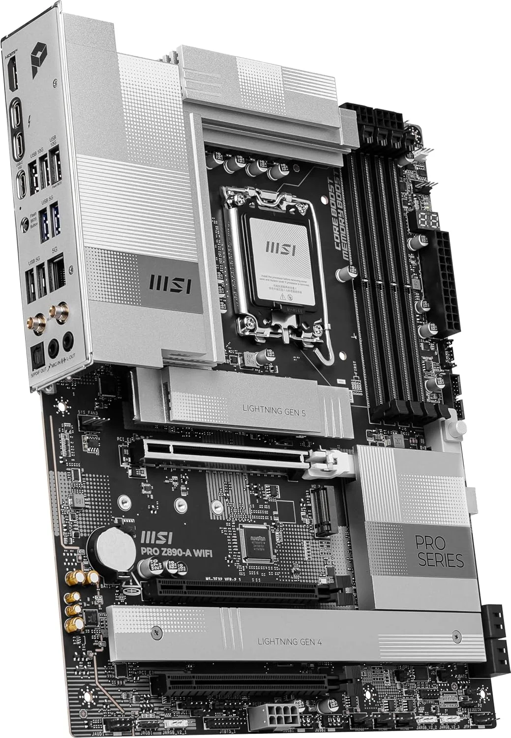 مادربرد MSI PRO Z890-A WiFi ProSeries (پشتیبانی از پردازندههای نسل 2 Intel Core Ultra، LGA 1851، DDR5، PCIe 5.0، M.2، SATA، LAN 5Gbps، USB Type-C، Wi-Fi 7، بلوتوث 5.4، Thunderbolt 4، ATX) مادربرد MSI PRO Z890-A WiFi ProSeries (پشتیبانی از پردازندههای نسل 2 Intel Core Ultra، LGA 1851، DDR5، PCIe 5.0، M.2، SATA، LAN 5Gbps، USB Type-C، Wi-Fi 7، بلوتوث 5.4، Thunderbolt 4، ATX)