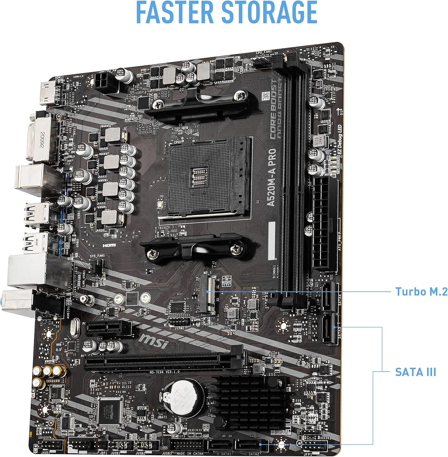 مادربرد گیمینگ MSI A520M-A PRO V1 (AMD Ryzen 5000، AM4، DDR4، PCIe 3.0، SATA 6Gb/s، M.2، USB 3.2 Gen 1، DVI/HDMI، Micro-ATX) مادربرد گیمینگ MSI A520M-A PRO V1 (AMD Ryzen 5000، AM4، DDR4، PCIe 3.0، SATA 6Gb/s، M.2، USB 3.2 Gen 1، DVI/HDMI، Micro-ATX)