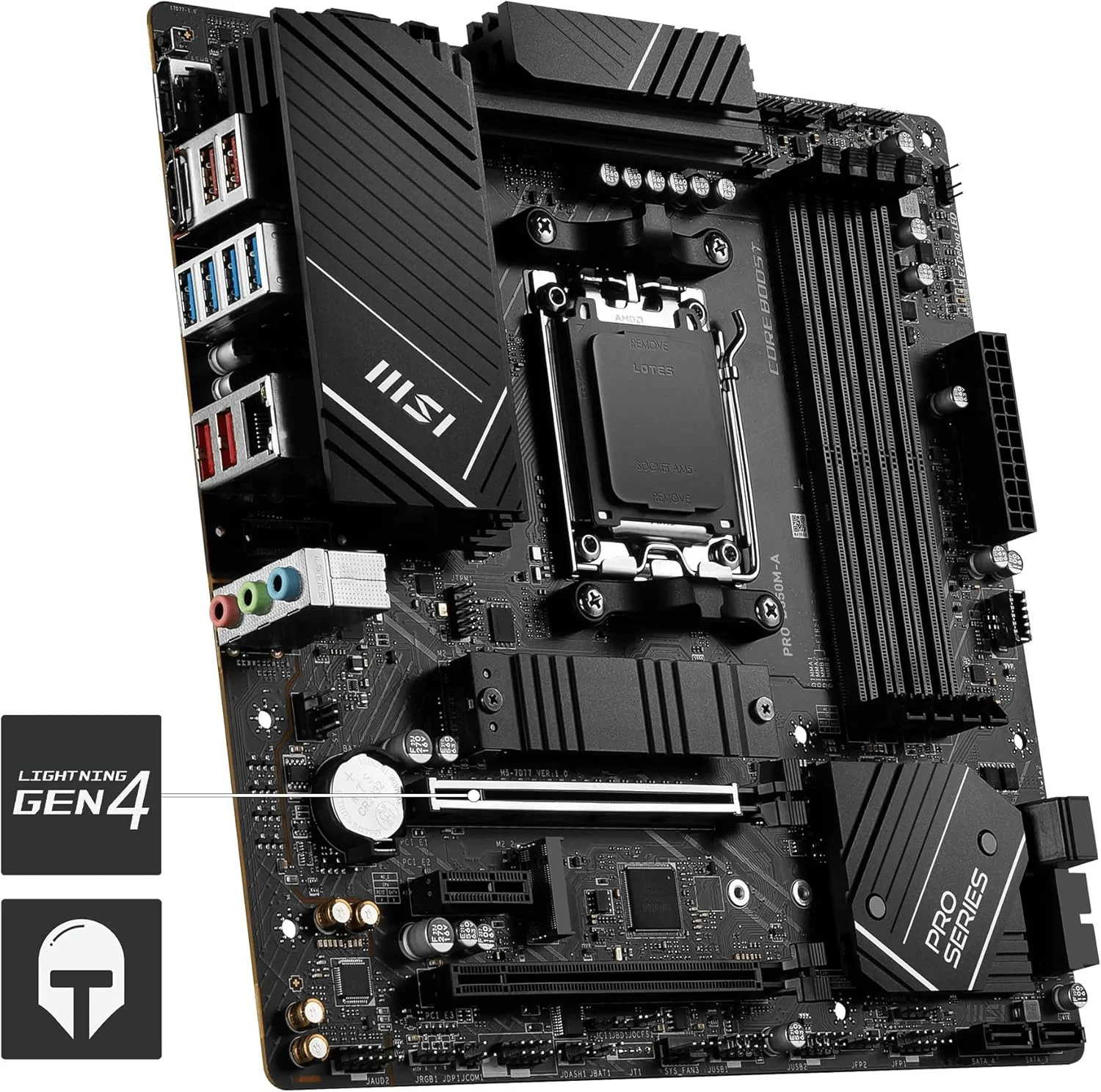 مادربرد MSI PRO B650M-A WiFi V1، Micro-ATX - پشتیبانی از پردازنده های AMD Ryzen سری 9000/8000/7000، سوکت AM5 - تقویت حافظه DDR5 6000+ مگاهرتز/OC، 2 x PCIe 4.0 x16، 2 x M.2 Gen4، 2.5G LAN مادربرد MSI PRO B650M-A WiFi V1، Micro-ATX - پشتیبانی از پردازنده های AMD Ryzen سری 9000/8000/7000، سوکت AM5 - تقویت حافظه DDR5 6000+ مگاهرتز/OC، 2 x PCIe 4.0 x16، 2 x M.2 Gen4، 2.5G LAN