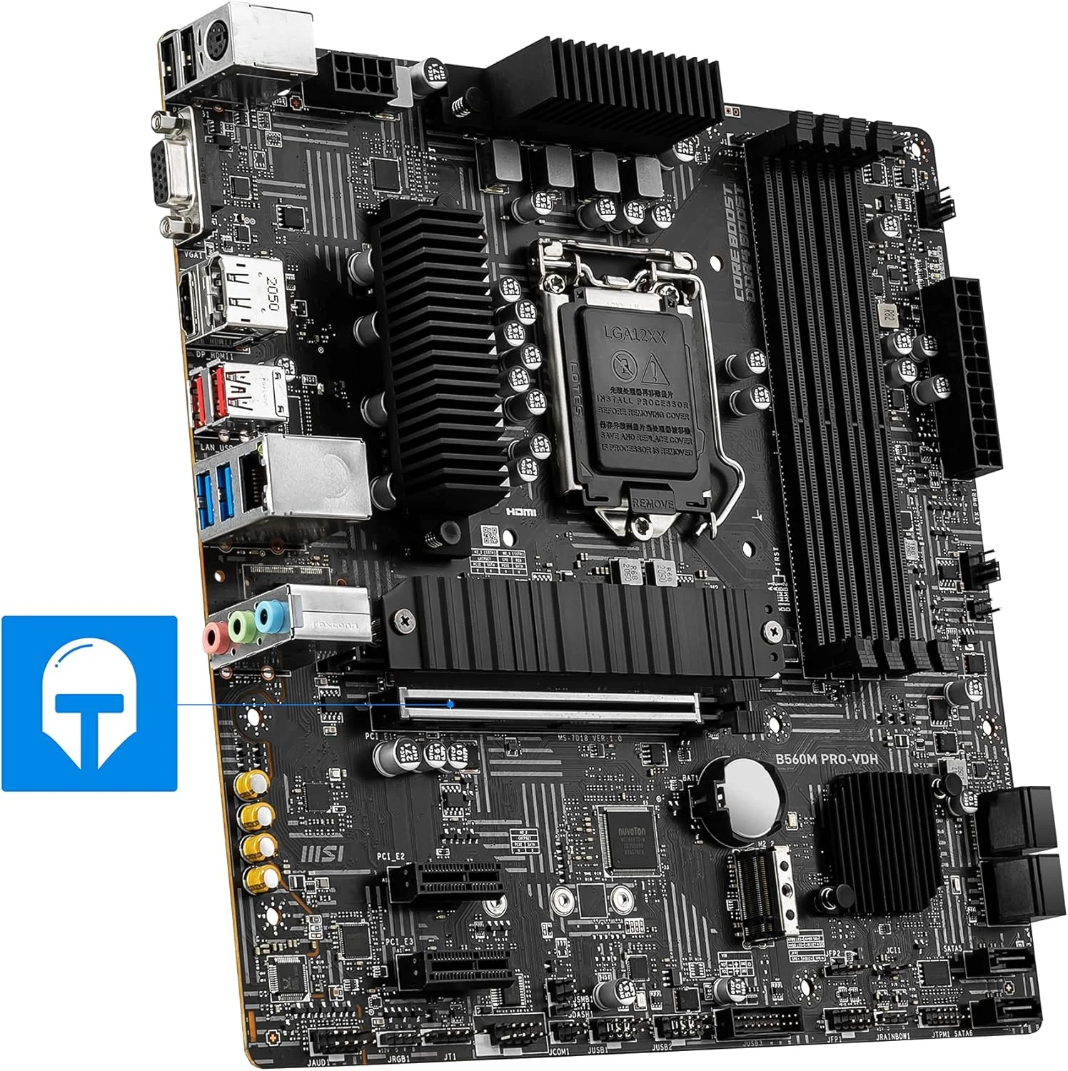مادربرد گیمینگ MSI B560M PRO-VDH Micro-ATX (نسل دهم/یازدهم پردازنده Intel Core، سوکت LGA 1200، DDR4، 5066 مگاهرتز، اسلات M.2، USB 3.2 Gen 2، Type-A، LAN 2.5G، DP/HDMI)