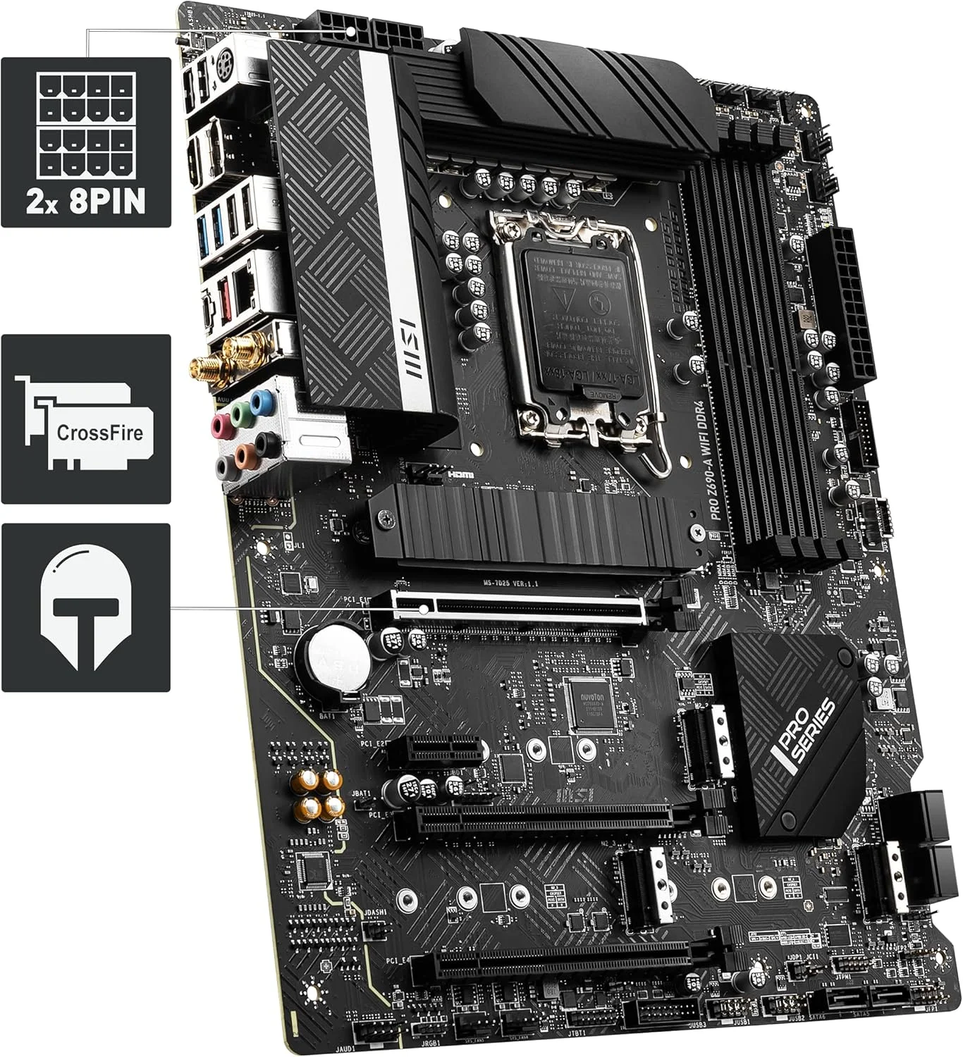 مادربرد MSI PRO Z690-A WiFi LGA 1700 با سوکت DDR4 ATX، مشکی