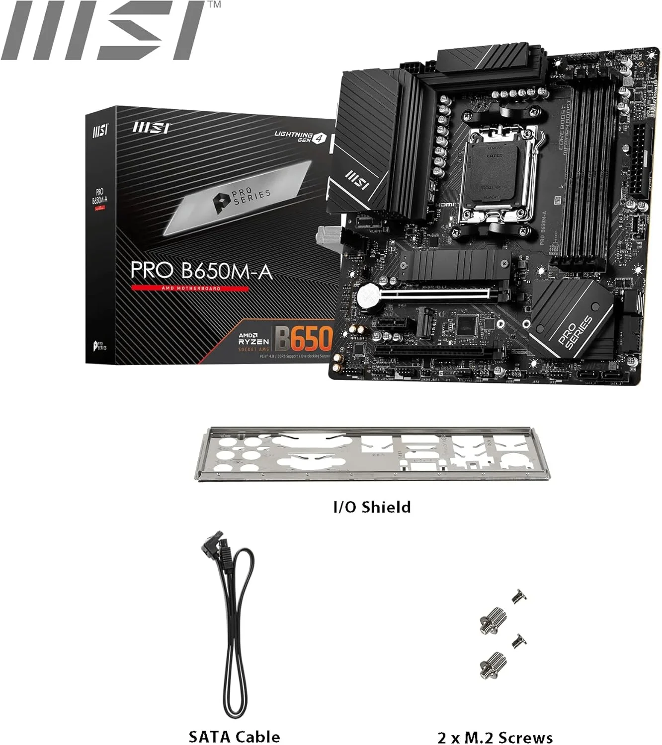 مادربرد MSI PRO B650M-A WiFi V1، Micro-ATX - پشتیبانی از پردازنده های AMD Ryzen سری 9000/8000/7000، سوکت AM5 - تقویت حافظه DDR5 6000+ مگاهرتز/OC، 2 x PCIe 4.0 x16، 2 x M.2 Gen4، 2.5G LAN مادربرد MSI PRO B650M-A WiFi V1، Micro-ATX - پشتیبانی از پردازنده های AMD Ryzen سری 9000/8000/7000، سوکت AM5 - تقویت حافظه DDR5 6000+ مگاهرتز/OC، 2 x PCIe 4.0 x16، 2 x M.2 Gen4، 2.5G LAN
