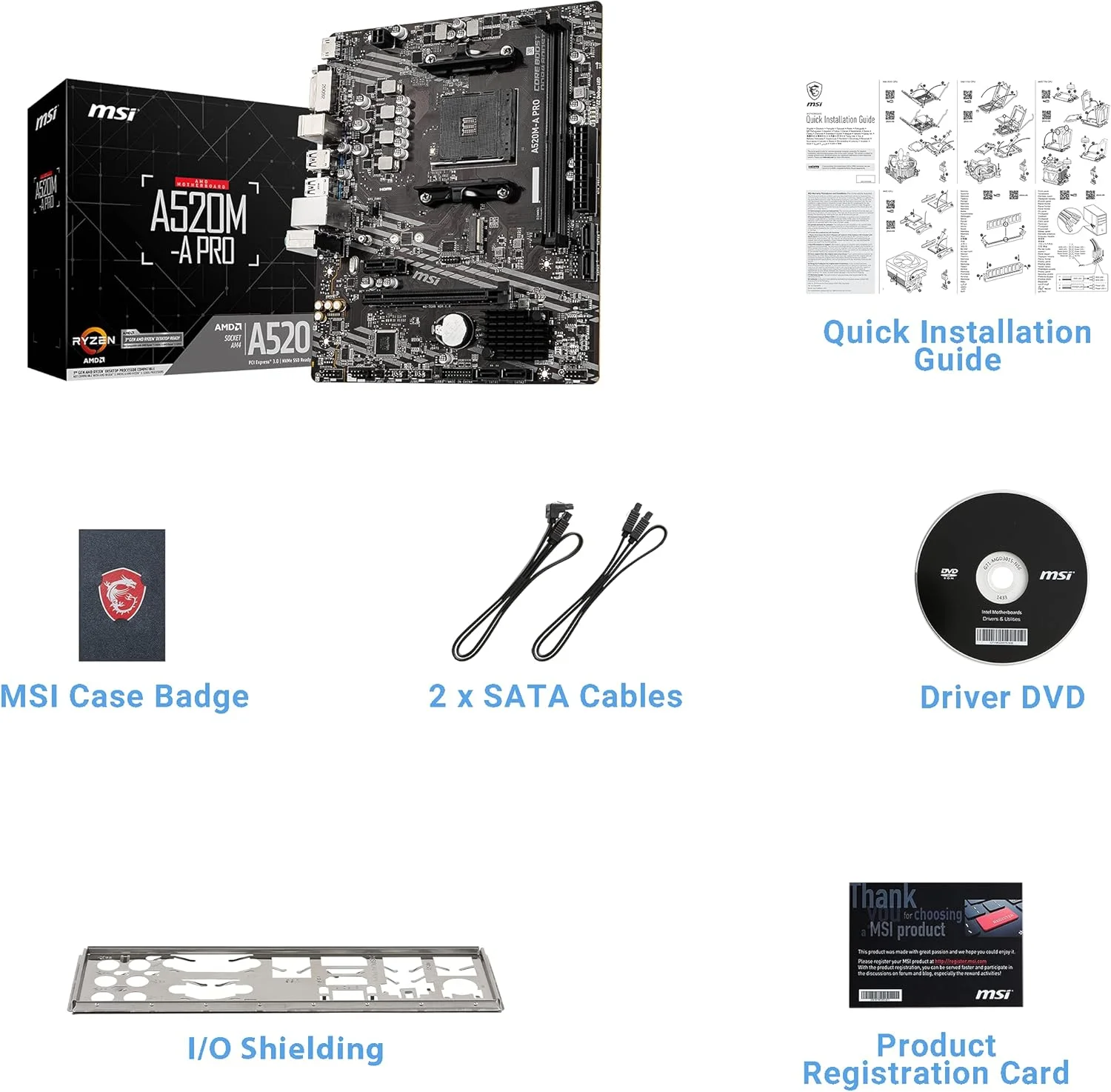 مادربرد گیمینگ MSI A520M-A PRO V1 (AMD Ryzen 5000، AM4، DDR4، PCIe 3.0، SATA 6Gb/s، M.2، USB 3.2 Gen 1، DVI/HDMI، Micro-ATX) مادربرد گیمینگ MSI A520M-A PRO V1 (AMD Ryzen 5000، AM4، DDR4، PCIe 3.0، SATA 6Gb/s، M.2، USB 3.2 Gen 1، DVI/HDMI، Micro-ATX)