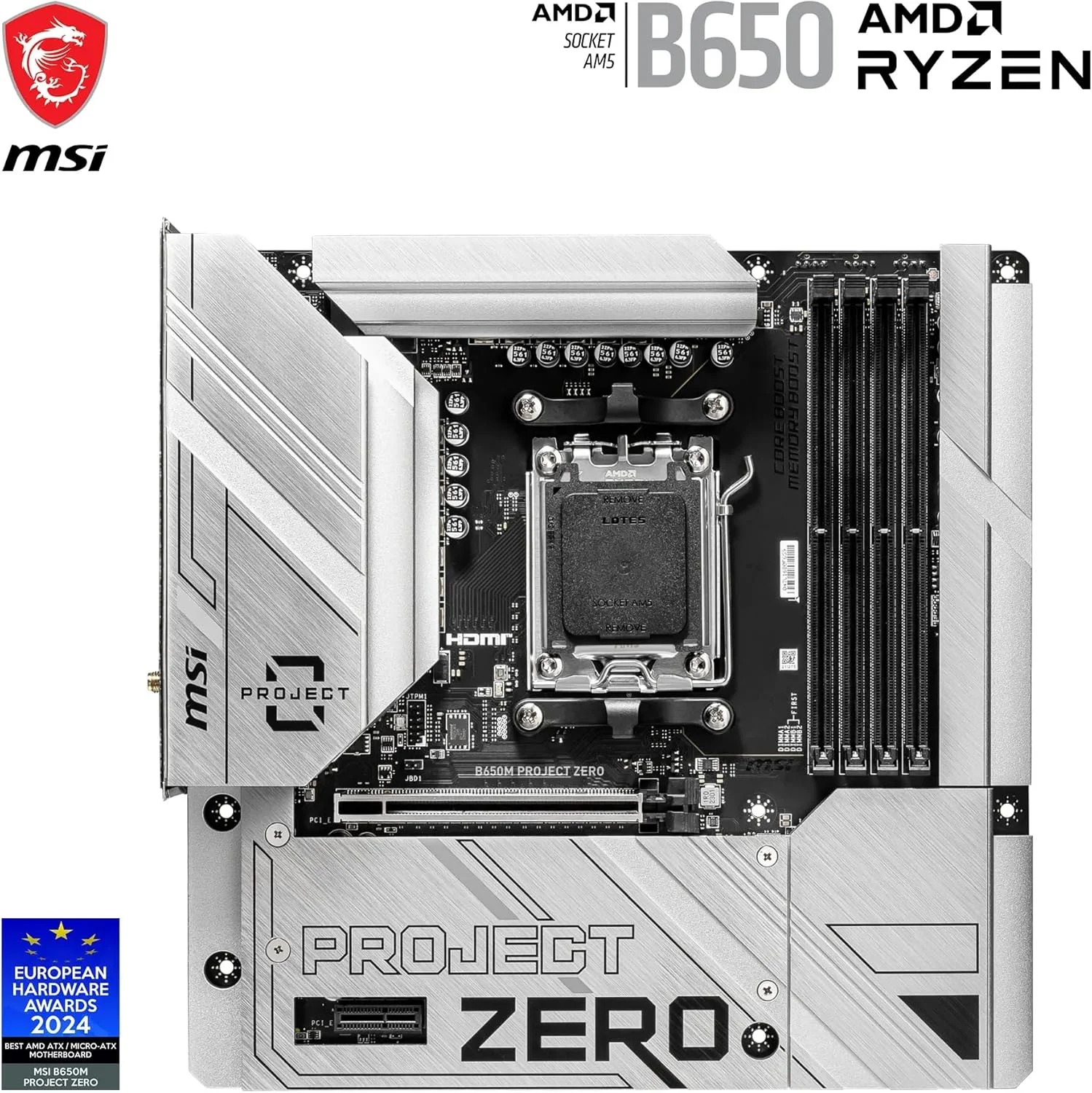 مادربرد MSI B650M Project Zero، Micro-ATX با اتصال پشتی - پشتیبانی از پردازنده های AMD Ryzen سری 7000، AM5 - تقویت حافظه DDR5 6400+MHz/OC، 1 x PCIe 4.0 x16، 2 x M.2 Gen4، Wi-Fi 6E مادربرد MSI B650M Project Zero، Micro-ATX با اتصال پشتی - پشتیبانی از پردازنده های AMD Ryzen سری 7000، AM5 - تقویت حافظه DDR5 6400+MHz/OC، 1 x PCIe 4.0 x16، 2 x M.2 Gen4، Wi-Fi 6E