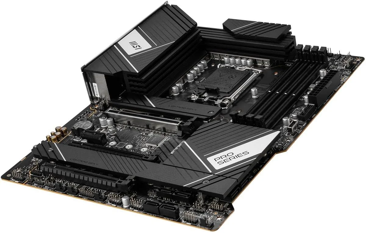 مادربرد MSI PRO Z790-A WIFI ATX - پشتیبانی از پردازنده های نسل 12/13 اینتل، LGA 1700، DDR5 Boost (7200+MHz/OC)، 1 x PCIe 5.0 x16، 1 x PCIe 4.0 x16، 4 x M.2 Gen4، LAN 2.5Gbps، Wi-Fi 6E