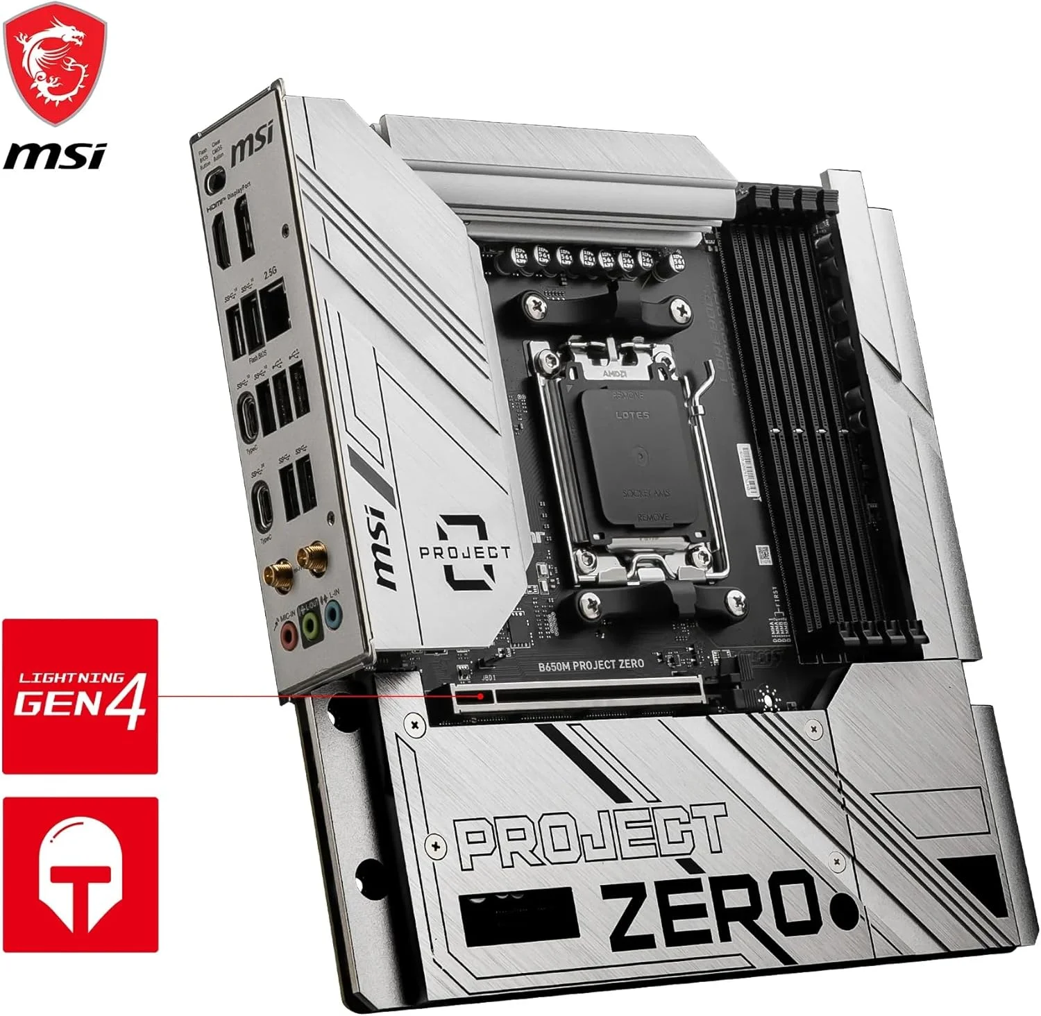مادربرد MSI B650M Project Zero، Micro-ATX با اتصال پشتی - پشتیبانی از پردازنده های AMD Ryzen سری 7000، AM5 - تقویت حافظه DDR5 6400+MHz/OC، 1 x PCIe 4.0 x16، 2 x M.2 Gen4، Wi-Fi 6E مادربرد MSI B650M Project Zero، Micro-ATX با اتصال پشتی - پشتیبانی از پردازنده های AMD Ryzen سری 7000، AM5 - تقویت حافظه DDR5 6400+MHz/OC، 1 x PCIe 4.0 x16، 2 x M.2 Gen4، Wi-Fi 6E