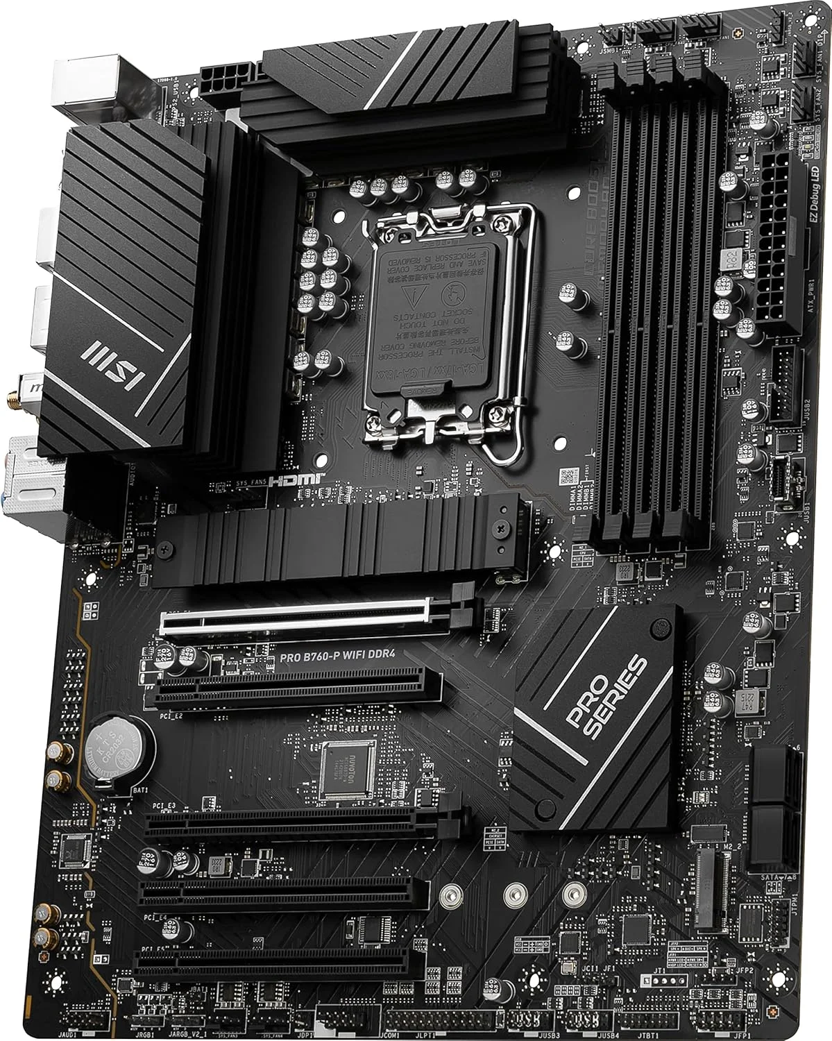 مادربرد MSI PRO B760-P WiFi DDR4 ProSeries (پشتیبانی از پردازندههای نسل 12 و 13 اینتل، LGA 1700، DDR4، PCIe 4.0، M.2، LAN 2.5Gbps، USB 3.2 Gen2، Wi-Fi 6E، ATX) مادربرد MSI PRO B760-P WiFi DDR4 ProSeries (پشتیبانی از پردازندههای نسل 12 و 13 اینتل، LGA 1700، DDR4، PCIe 4.0، M.2، LAN 2.5Gbps، USB 3.2 Gen2، Wi-Fi 6E، ATX)