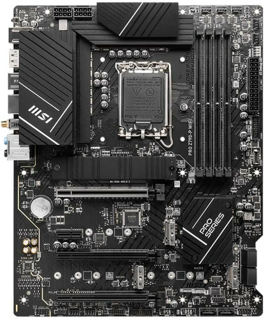مادربرد MSI PRO Z790-P WiFi ProSeries، پشتیبانی از پردازندههای نسل 12/13 اینتل، LGA 1700، DDR5، PCIe 5.0، M.2، LAN 2.5Gbps، USB 3.2 Gen2، Wi-Fi 6E، ATX مادربرد MSI PRO Z790-P WiFi ProSeries، پشتیبانی از پردازندههای نسل 12/13 اینتل، LGA 1700، DDR5، PCIe 5.0، M.2، LAN 2.5Gbps، USB 3.2 Gen2، Wi-Fi 6E، ATX