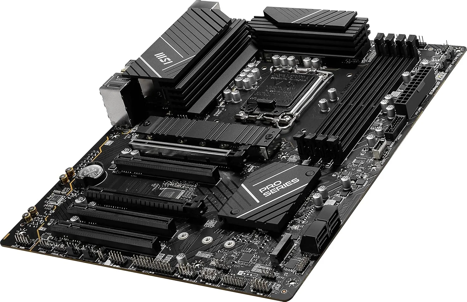 مادربرد MSI PRO B760-P WiFi DDR4 ProSeries (پشتیبانی از پردازندههای نسل 12 و 13 اینتل، LGA 1700، DDR4، PCIe 4.0، M.2، LAN 2.5Gbps، USB 3.2 Gen2، Wi-Fi 6E، ATX) مادربرد MSI PRO B760-P WiFi DDR4 ProSeries (پشتیبانی از پردازندههای نسل 12 و 13 اینتل، LGA 1700، DDR4، PCIe 4.0، M.2، LAN 2.5Gbps، USB 3.2 Gen2، Wi-Fi 6E، ATX)