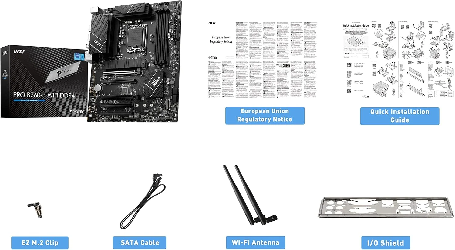 مادربرد MSI PRO B760-P WiFi DDR4 ProSeries (پشتیبانی از پردازندههای نسل 12 و 13 اینتل، LGA 1700، DDR4، PCIe 4.0، M.2، LAN 2.5Gbps، USB 3.2 Gen2، Wi-Fi 6E، ATX) مادربرد MSI PRO B760-P WiFi DDR4 ProSeries (پشتیبانی از پردازندههای نسل 12 و 13 اینتل، LGA 1700، DDR4، PCIe 4.0، M.2، LAN 2.5Gbps، USB 3.2 Gen2، Wi-Fi 6E، ATX)