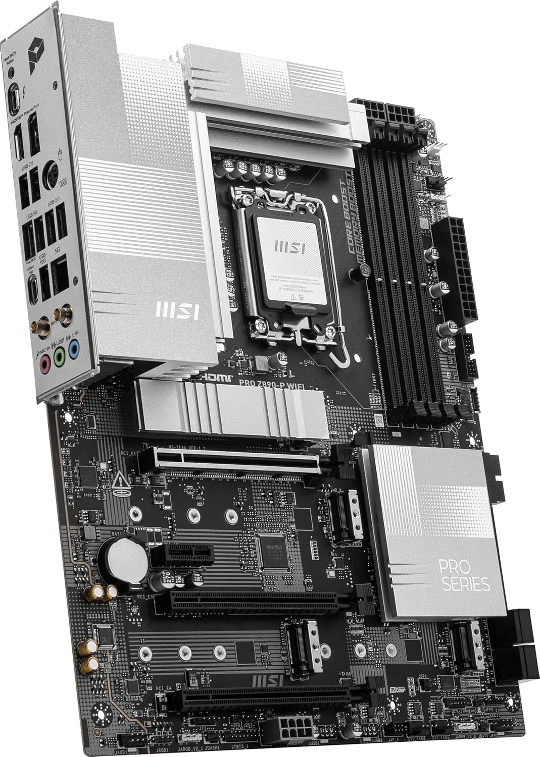 مادربرد MSI PRO Z890-P WiFi ProSeries (پشتیبانی از پردازندههای نسل 2 Intel Core Ultra، LGA 1851، DDR5، PCIe 5.0، M.2، SATA، LAN 5Gbps، USB Type-C، Wi-Fi 7، بلوتوث 5.4، Thunderbolt 4، ATX) مادربرد MSI PRO Z890-P WiFi ProSeries (پشتیبانی از پردازندههای نسل 2 Intel Core Ultra، LGA 1851، DDR5، PCIe 5.0، M.2، SATA، LAN 5Gbps، USB Type-C، Wi-Fi 7، بلوتوث 5.4، Thunderbolt 4، ATX)
