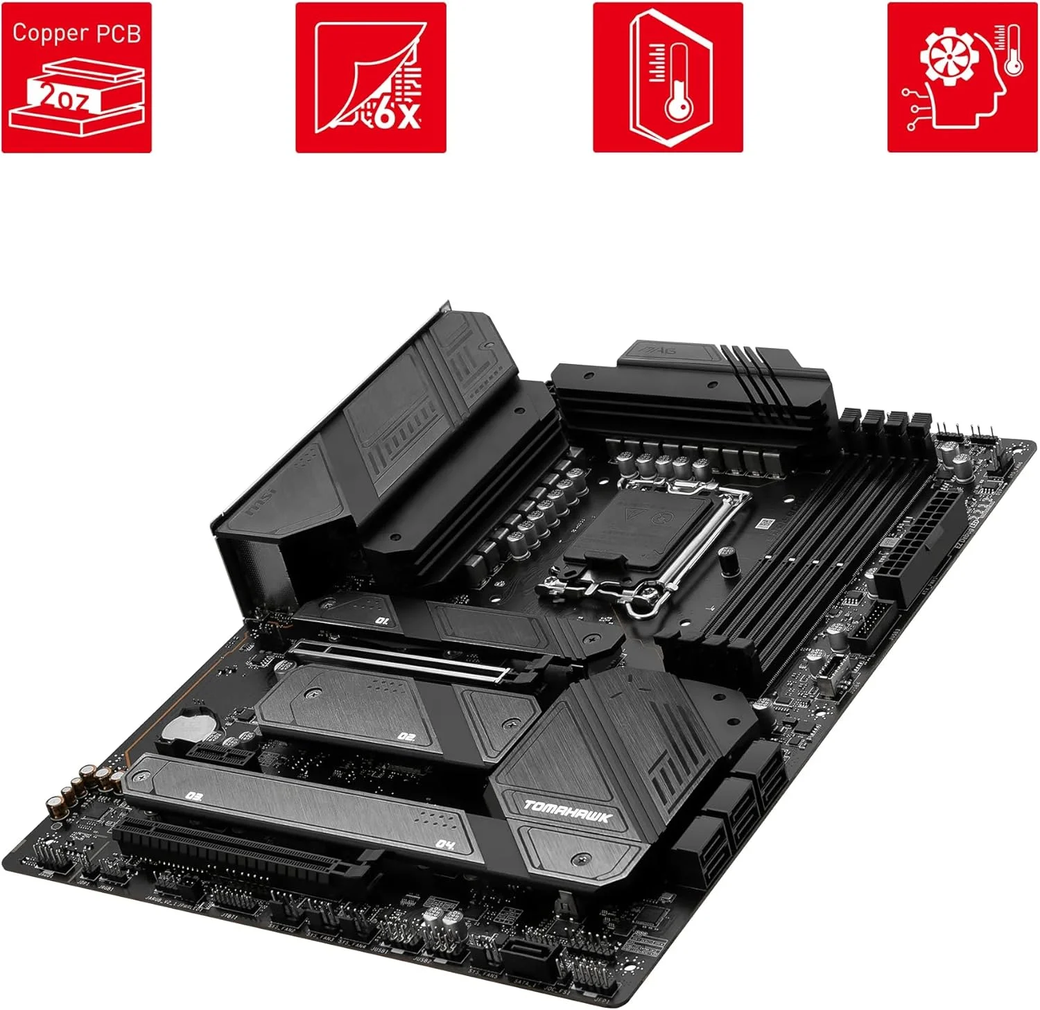 مادربرد MSI Mag Z790 Tomahawk Wifi DDR4 ATX، سوکت LGA 1700، چیپست Intel Z790، چهار عدد DDR4 دو کاناله، صدای 7.1 Realtek 2.5Gbps LAN، حداکثر حافظه 128 گیگابایت، PCIe 3.0، USB 3.2 مادربرد MSI Mag Z790 Tomahawk Wifi DDR4 ATX، سوکت LGA 1700، چیپست Intel Z790، چهار عدد DDR4 دو کاناله، صدای 7.1 Realtek 2.5Gbps LAN، حداکثر حافظه 128 گیگابایت، PCIe 3.0، USB 3.2