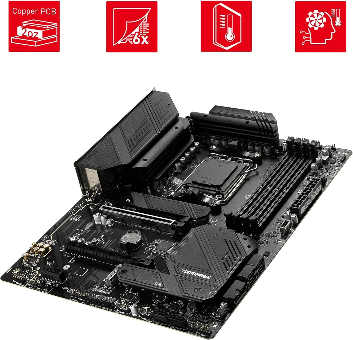 مادربرد MSI MAG B650 TOMAHAWK WIFI AM5 ATX، چیپست AMD B650، 4 اسلات DDR5 دو کاناله، حداکثر حافظه 128 گیگابایت، Wi-Fi 6E، LAN 2.5 گیگابیت بر ثانیه، 2x PCI-E x16، 3x M.2، 1x HDMI & DP، USB 3.2/2.0 - مشکی مادربرد MSI MAG B650 TOMAHAWK WIFI AM5 ATX، چیپست AMD B650، 4 اسلات DDR5 دو کاناله، حداکثر حافظه 128 گیگابایت، Wi-Fi 6E، LAN 2.5 گیگابیت بر ثانیه، 2x PCI-E x16، 3x M.2، 1x HDMI & DP، USB 3.2/2.0 - مشکی
