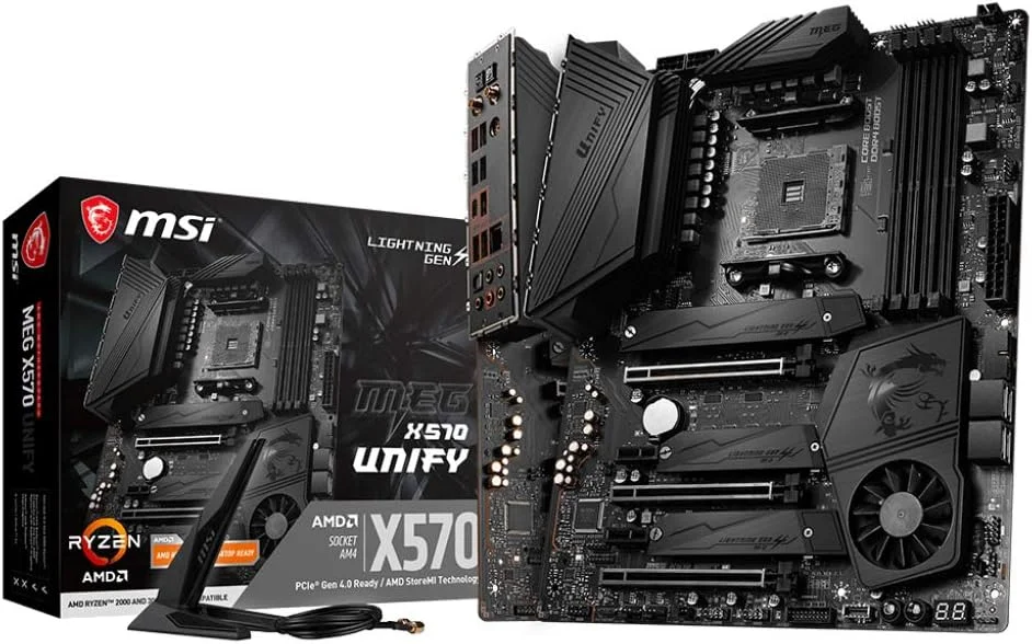 مادربرد MSI Meg X570 Unify WiFi، AMD، AM4، DDR4، PCIe 4.0، SATA 6GB/s، M.2، USB 3.2 Gen 2، Ax Wi-Fi 6، بلوتوث 5، ATX