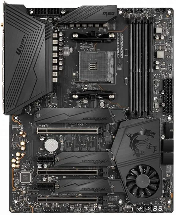 مادربرد MSI Meg X570 Unify WiFi، AMD، AM4، DDR4، PCIe 4.0، SATA 6GB/s، M.2، USB 3.2 Gen 2، Ax Wi-Fi 6، بلوتوث 5، ATX مادربرد MSI Meg X570 Unify WiFi، AMD، AM4، DDR4، PCIe 4.0، SATA 6GB/s، M.2، USB 3.2 Gen 2، Ax Wi-Fi 6، بلوتوث 5، ATX